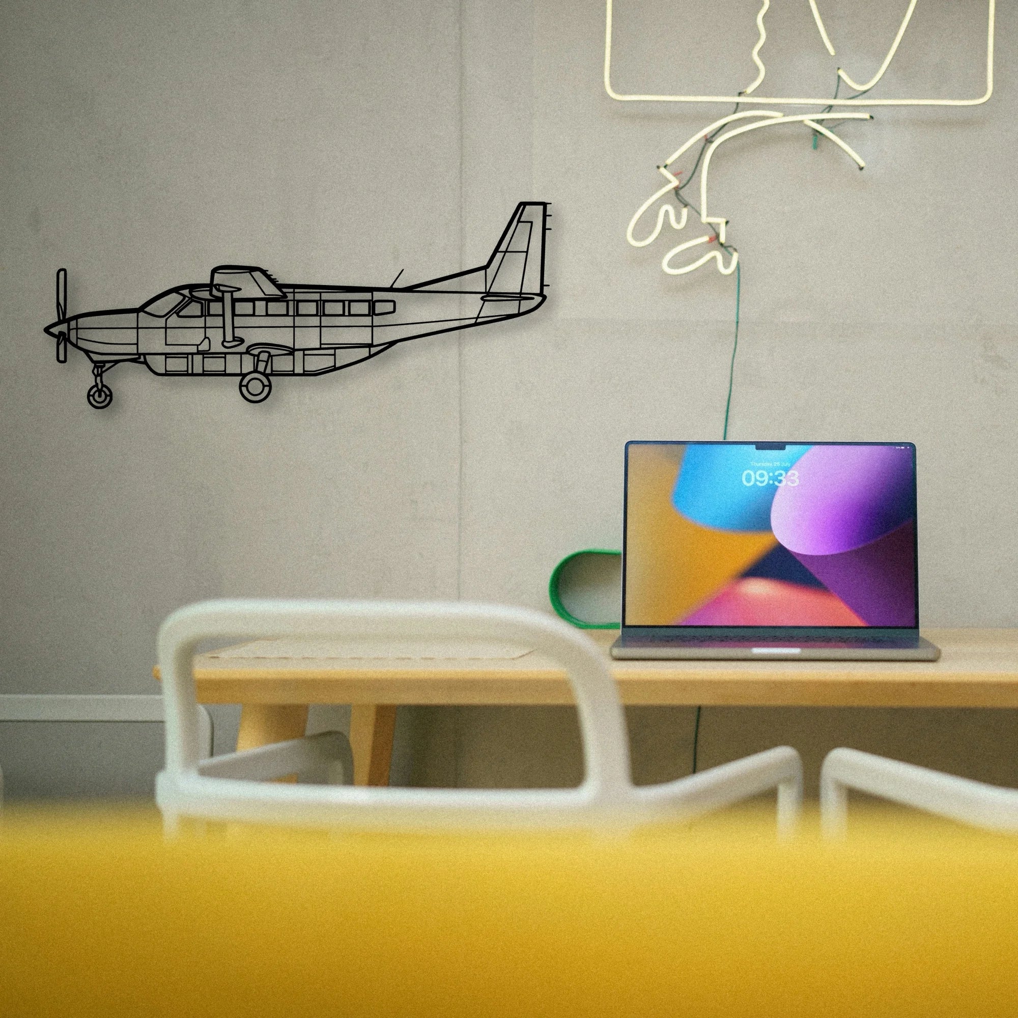 208 Caravan Classic Aircraft Silhouette Metal Wall Art - Tinvibe