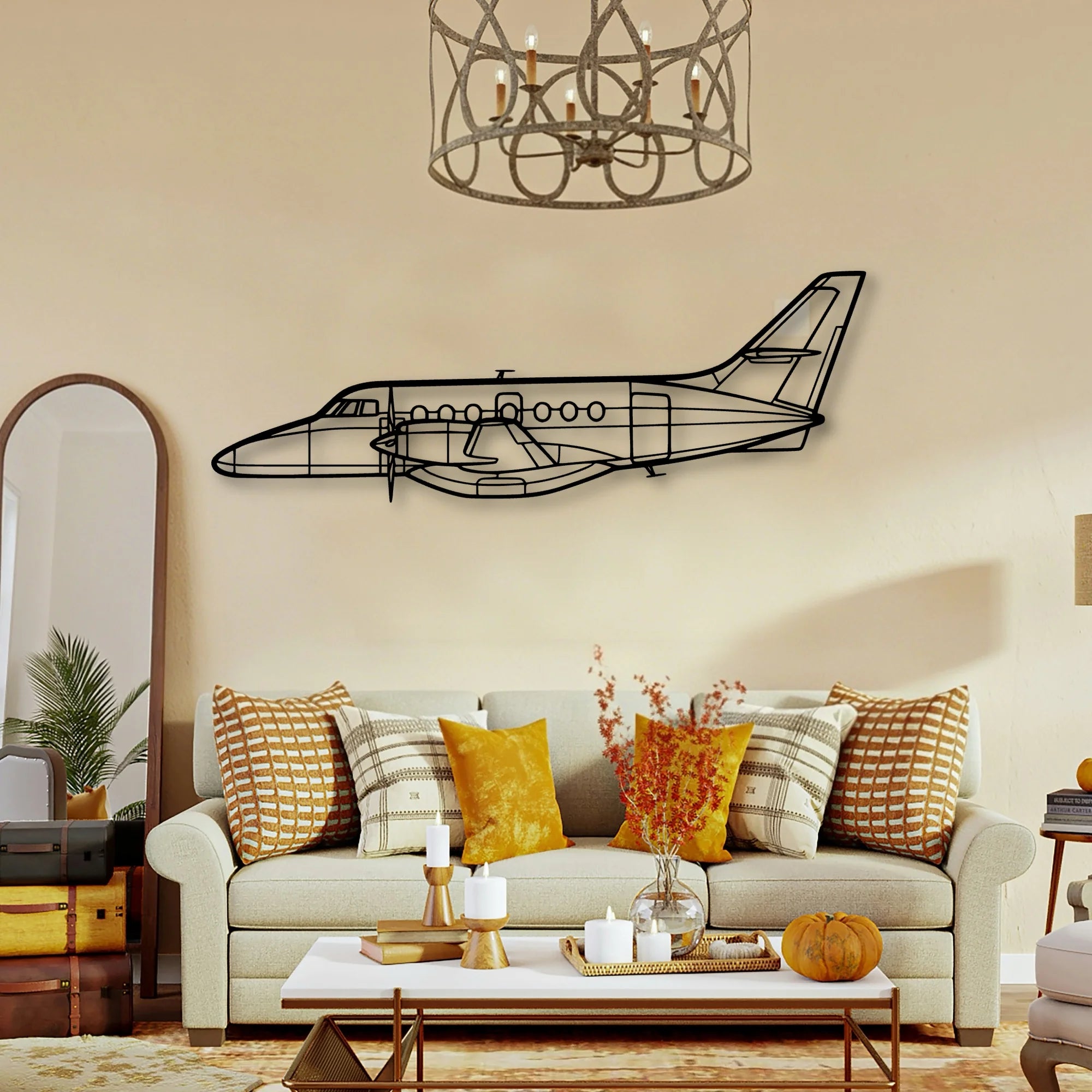 340B Plus Classic Aircraft Silhouette Metal Wall Art - Tinvibe