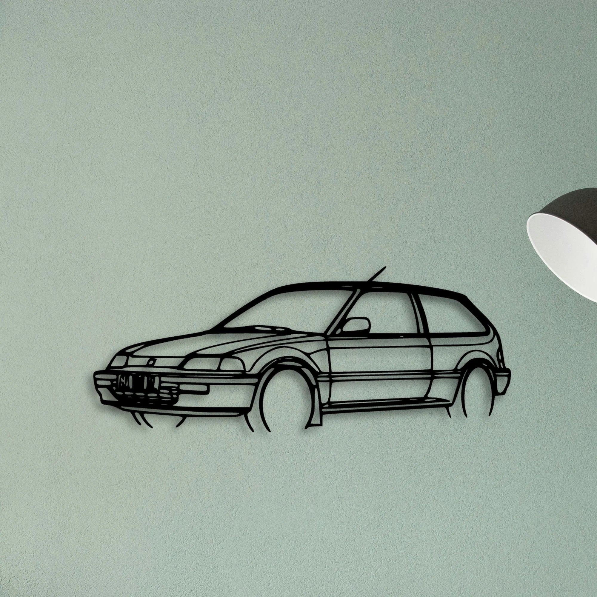 Civic 1990 Angle Classic Silhouette Metal Wall Art - Tinvibe