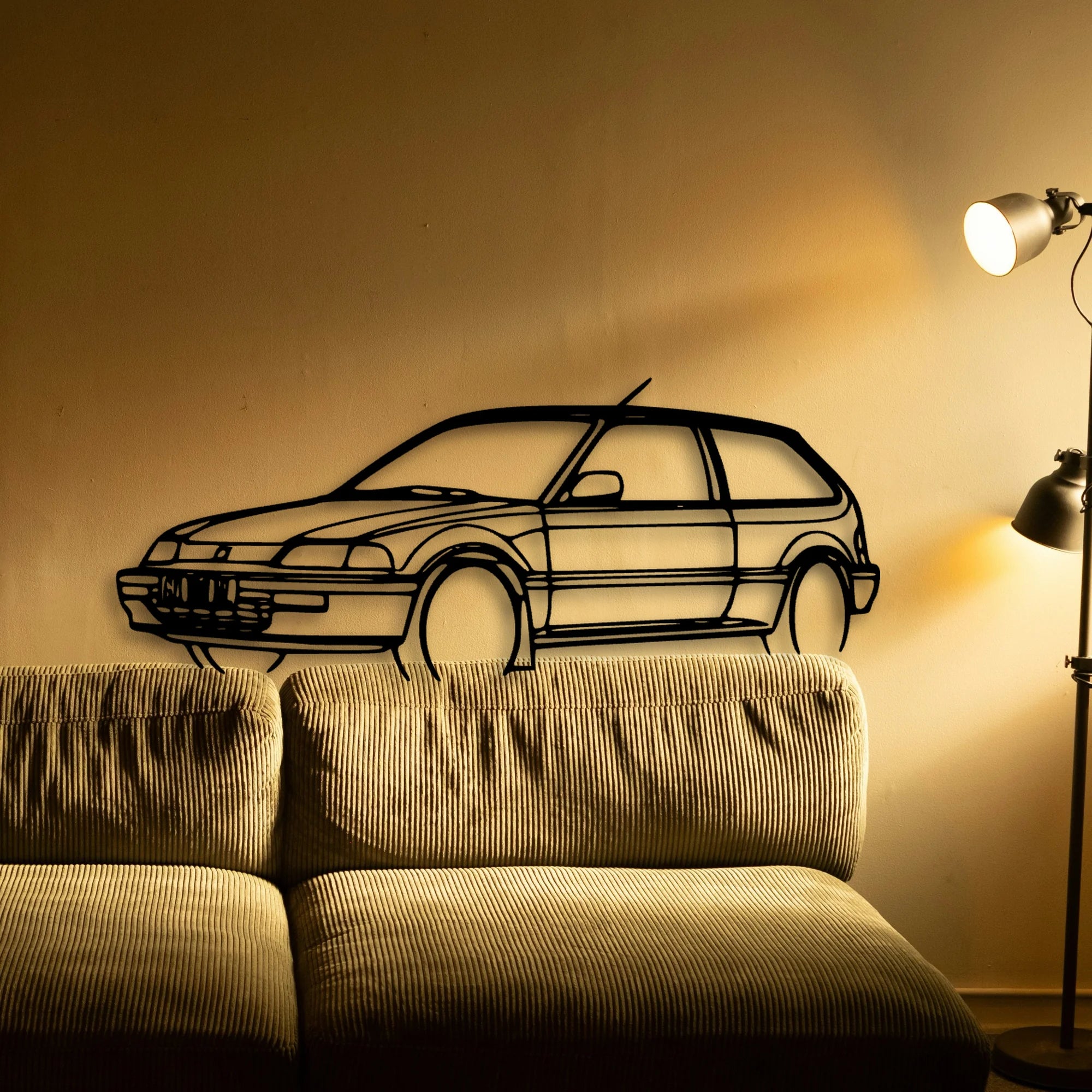 Civic 1990 Angle Classic Silhouette Metal Wall Art - Tinvibe
