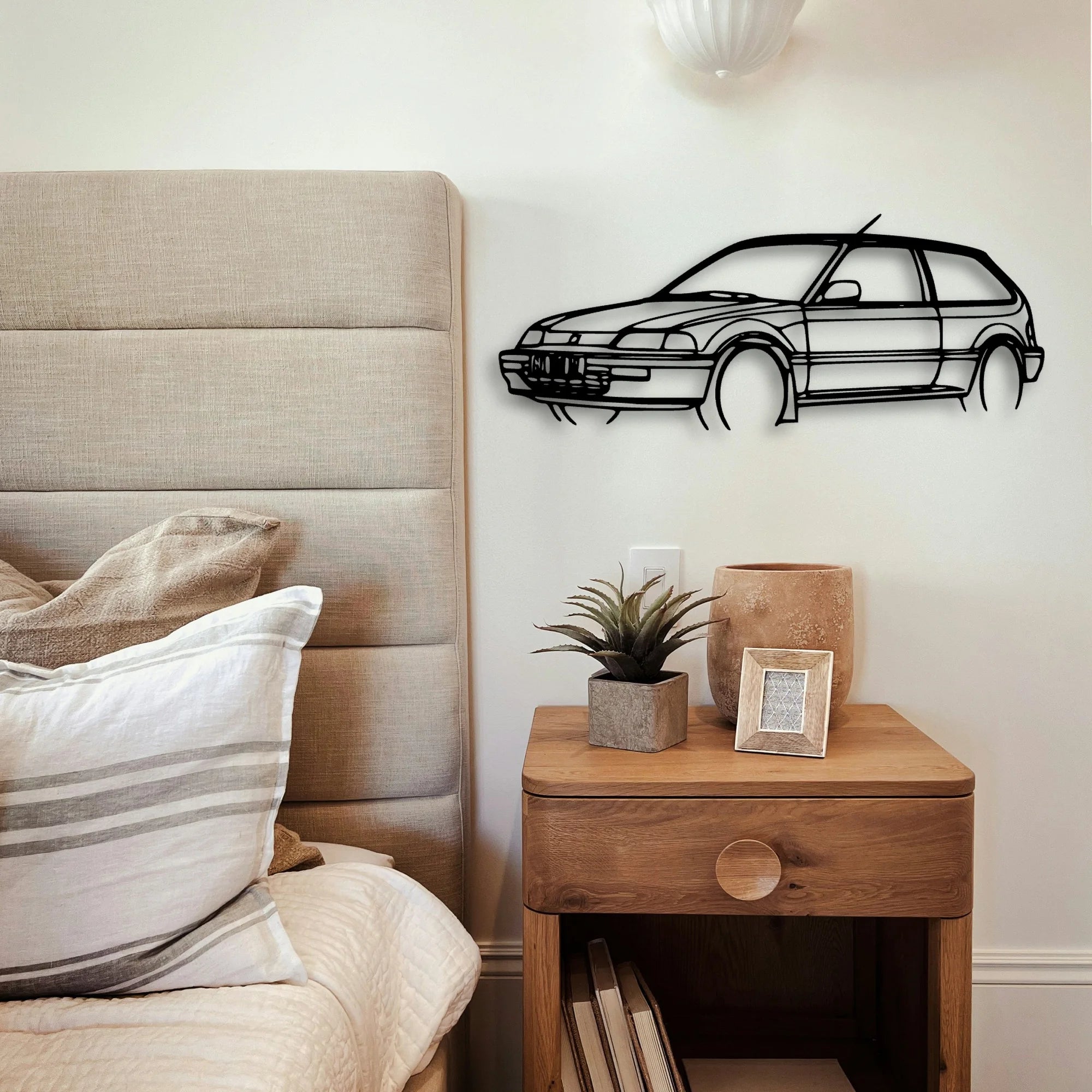 Civic 1990 Angle Classic Silhouette Metal Wall Art - Tinvibe