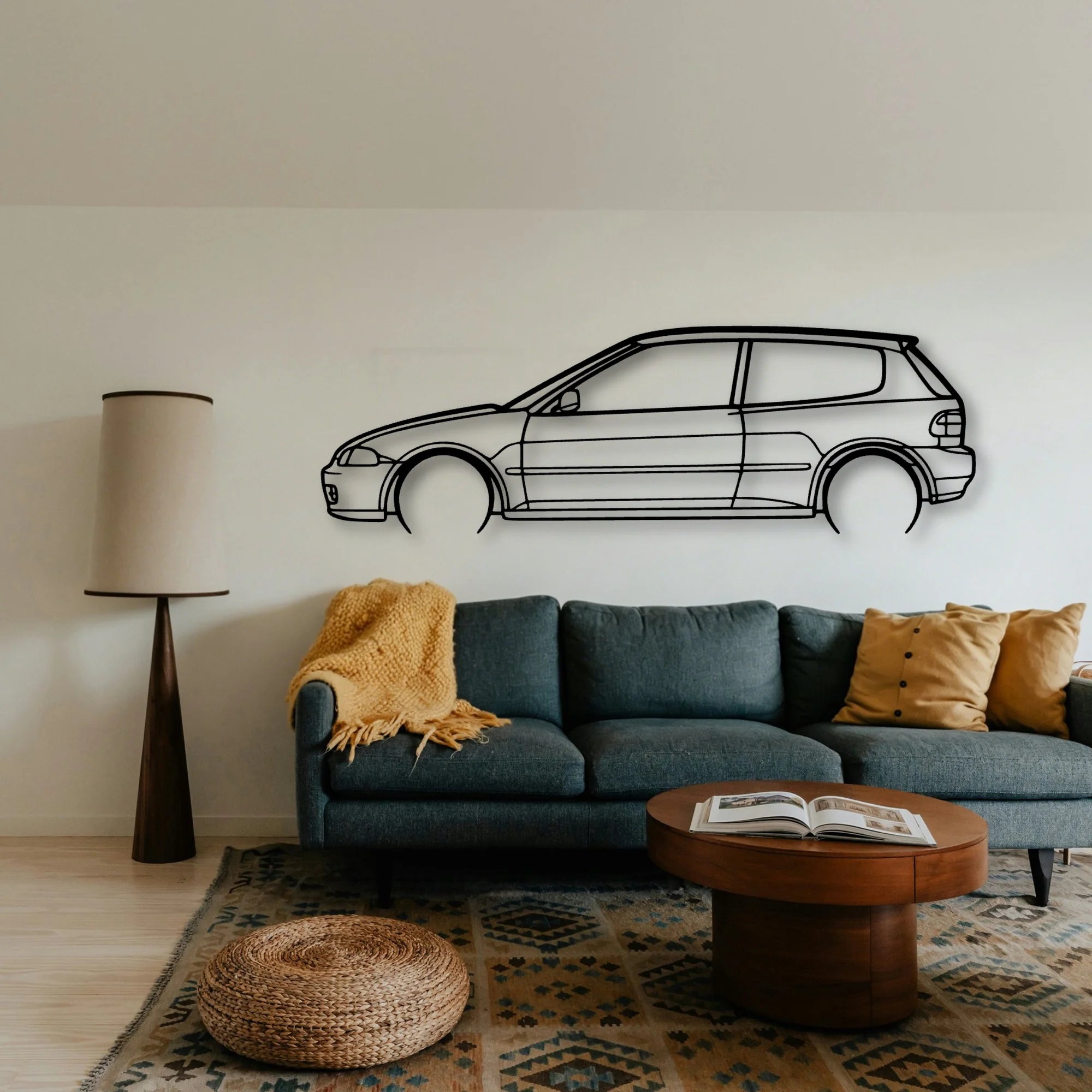 Civic 5 1995 Classic Silhouette Metal Wall Art - Tinvibe