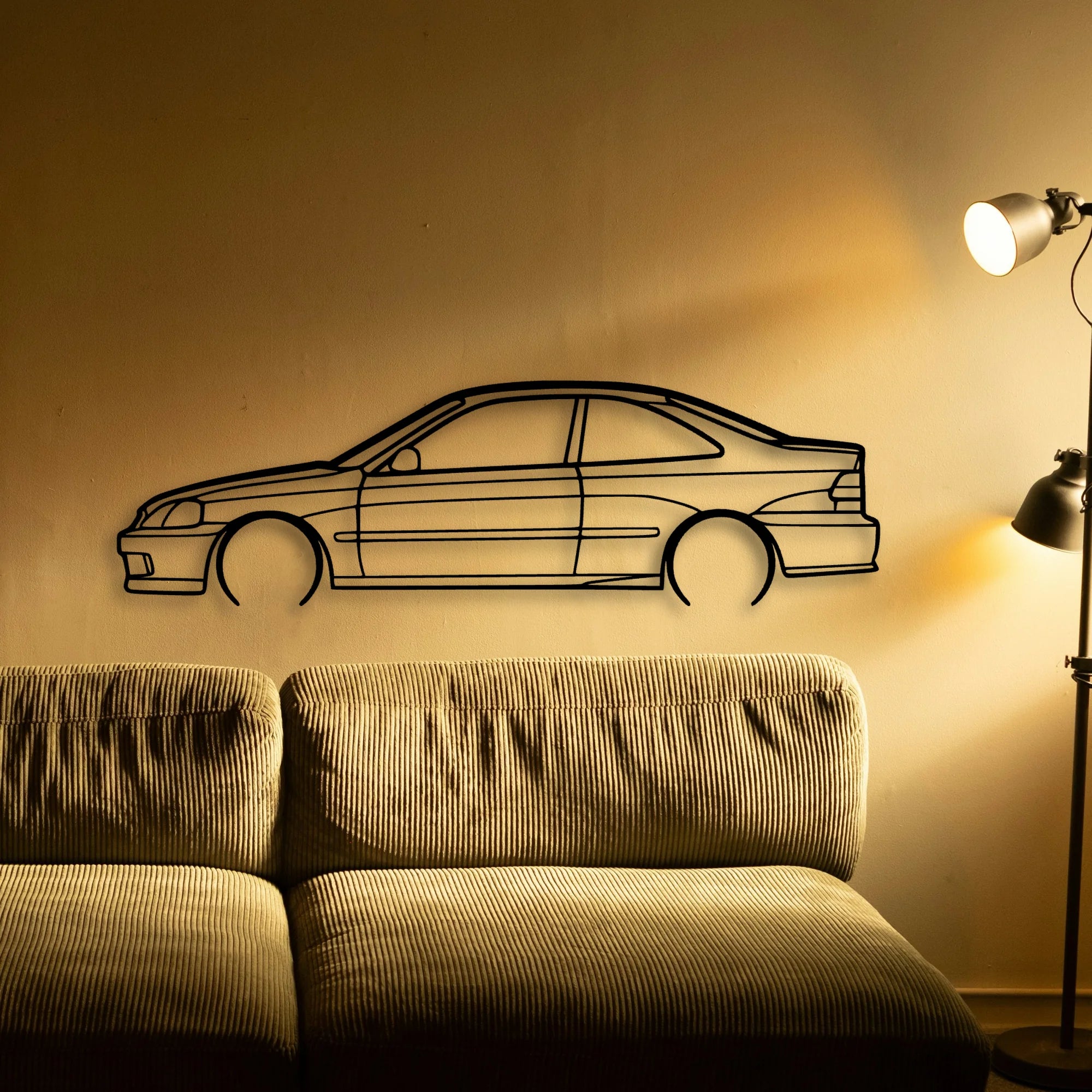 Civic Coupe 1999 Classic Silhouette Metal Wall Art - Tinvibe