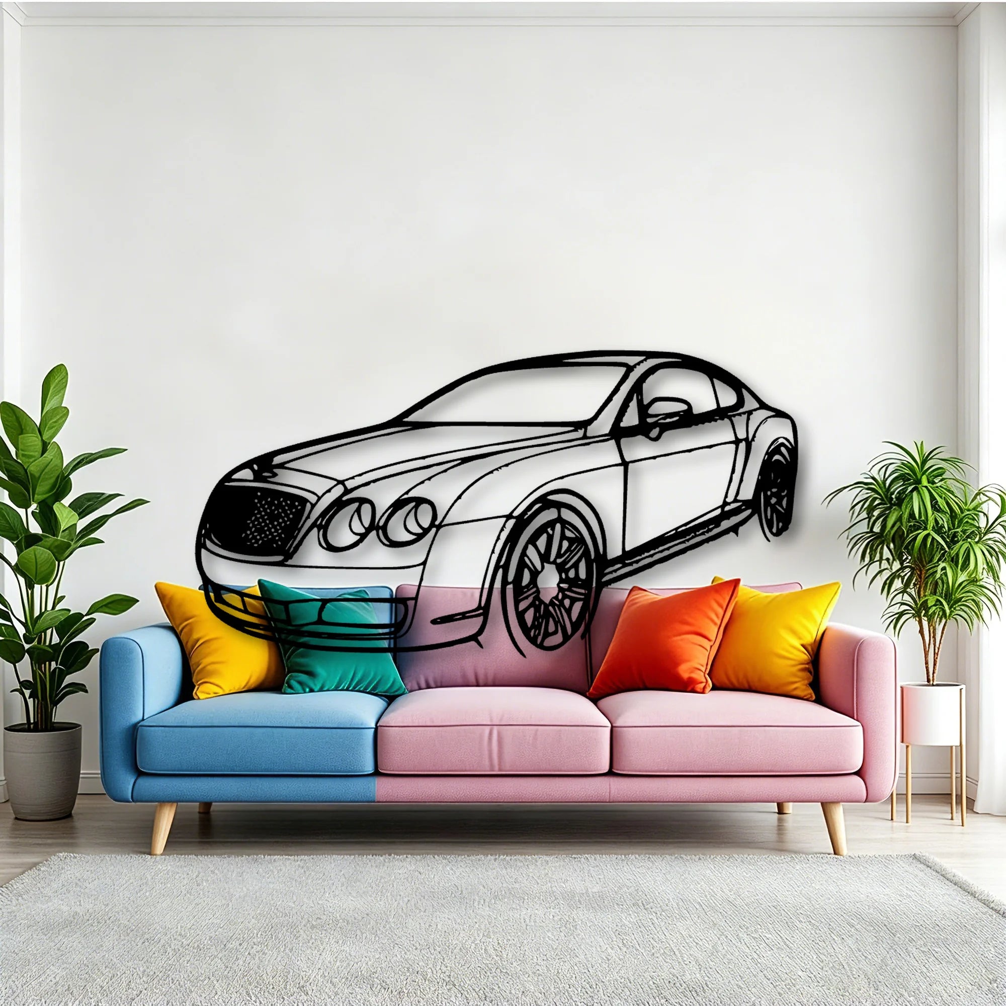 Continental GT 2007 Angle Classic Silhouette Metal Wall Art - Tinvibe