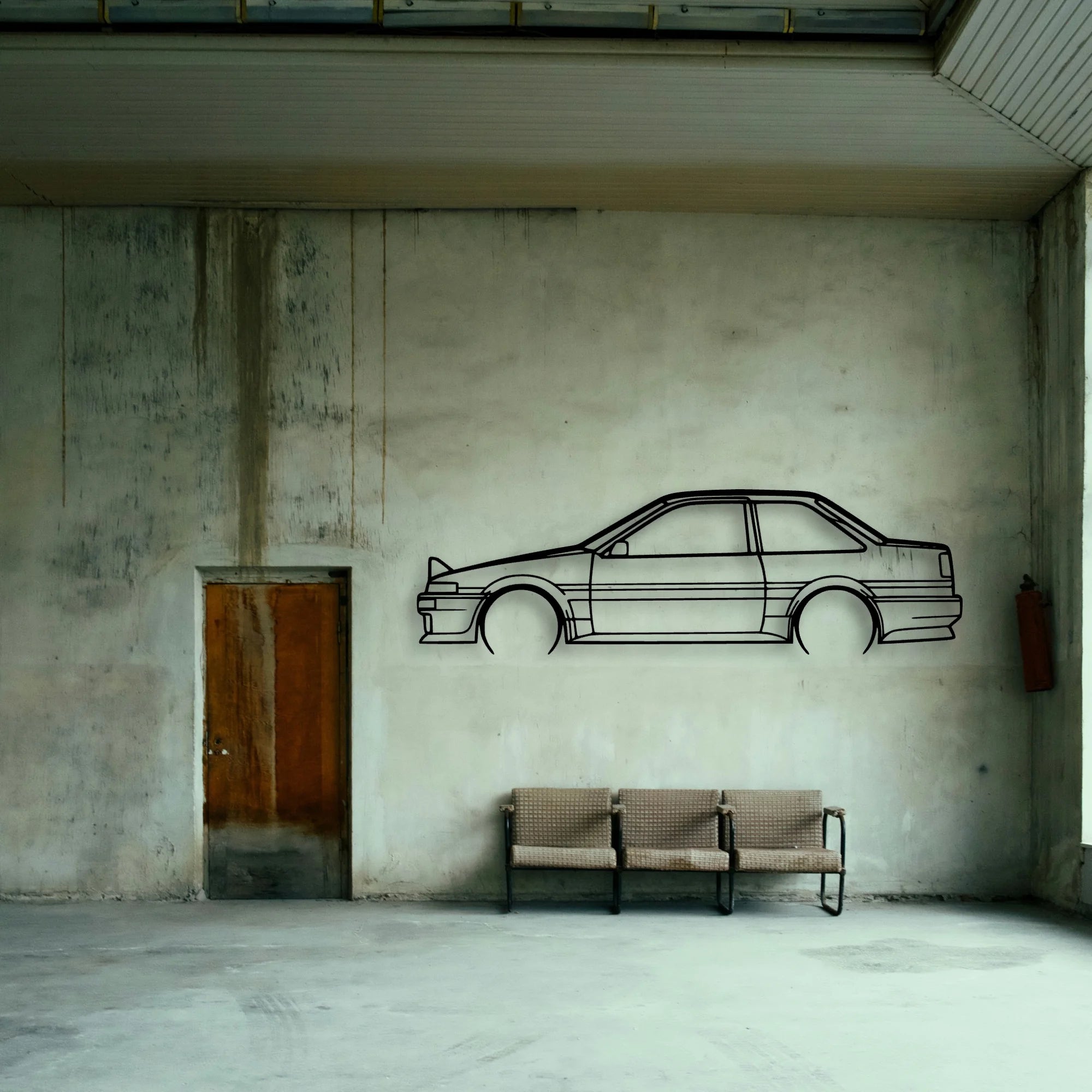 Corolla AE86 GT 1986 Classic Silhouette Metal Wall Art - Tinvibe