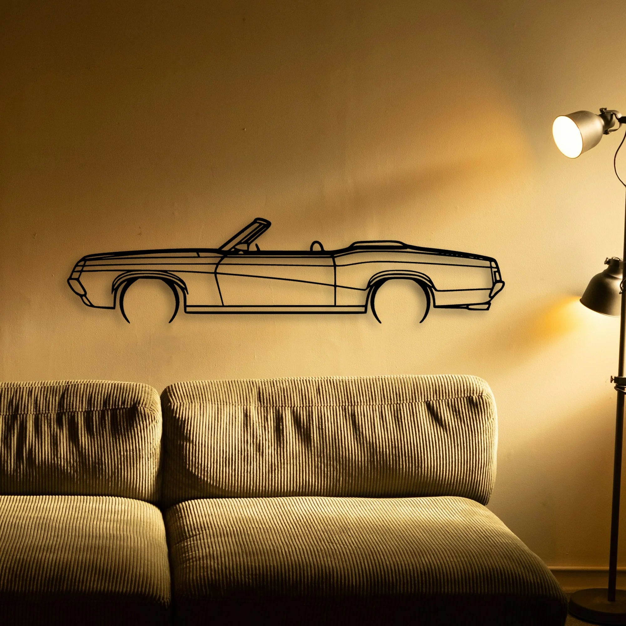 Cougar Convertible 1969 Classic Silhouette Metal Wall Art - Tinvibe