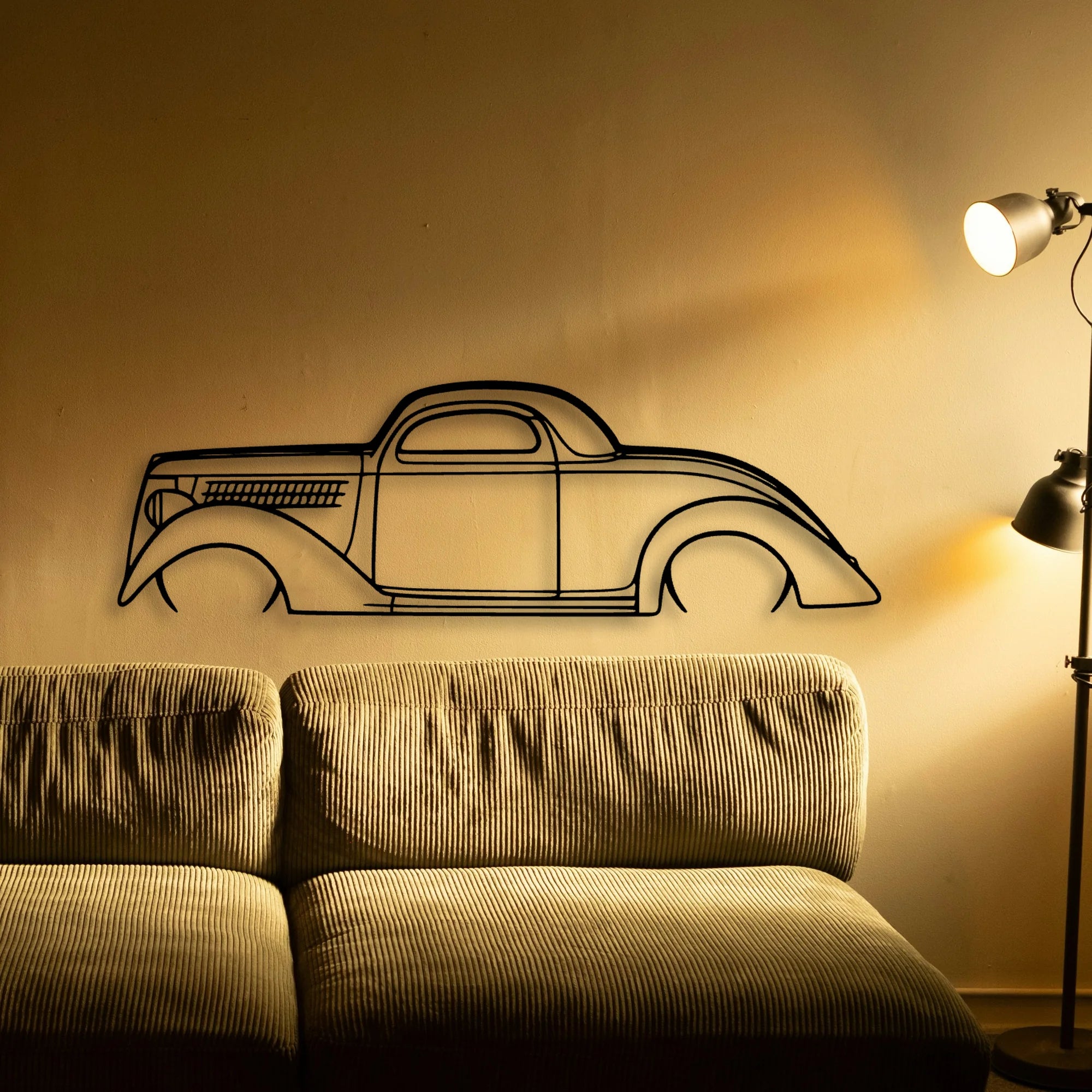 Coupe 1936 Classic Silhouette Metal Wall Art - Tinvibe