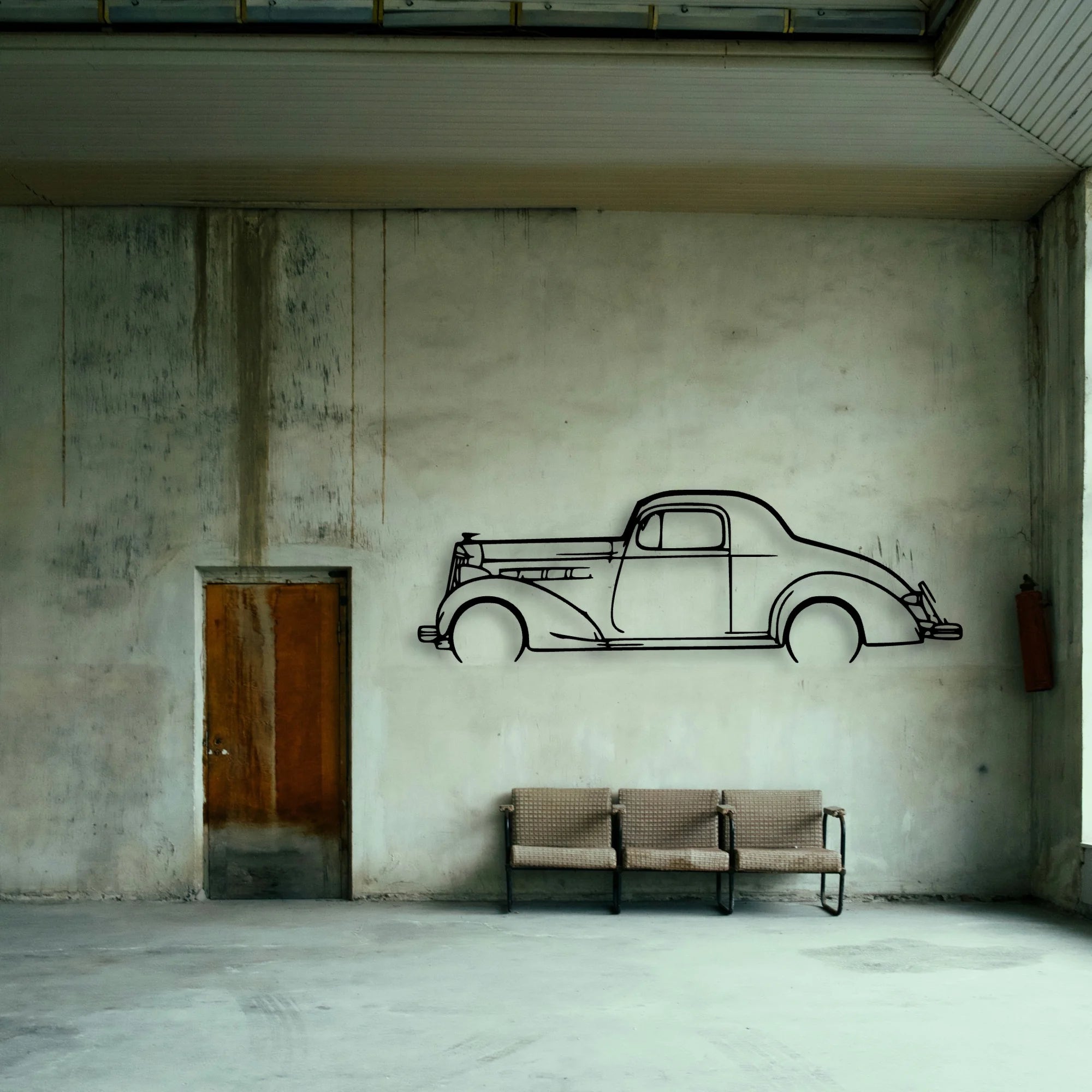 Coupe 1937 Classic Silhouette Metal Wall Art - Tinvibe