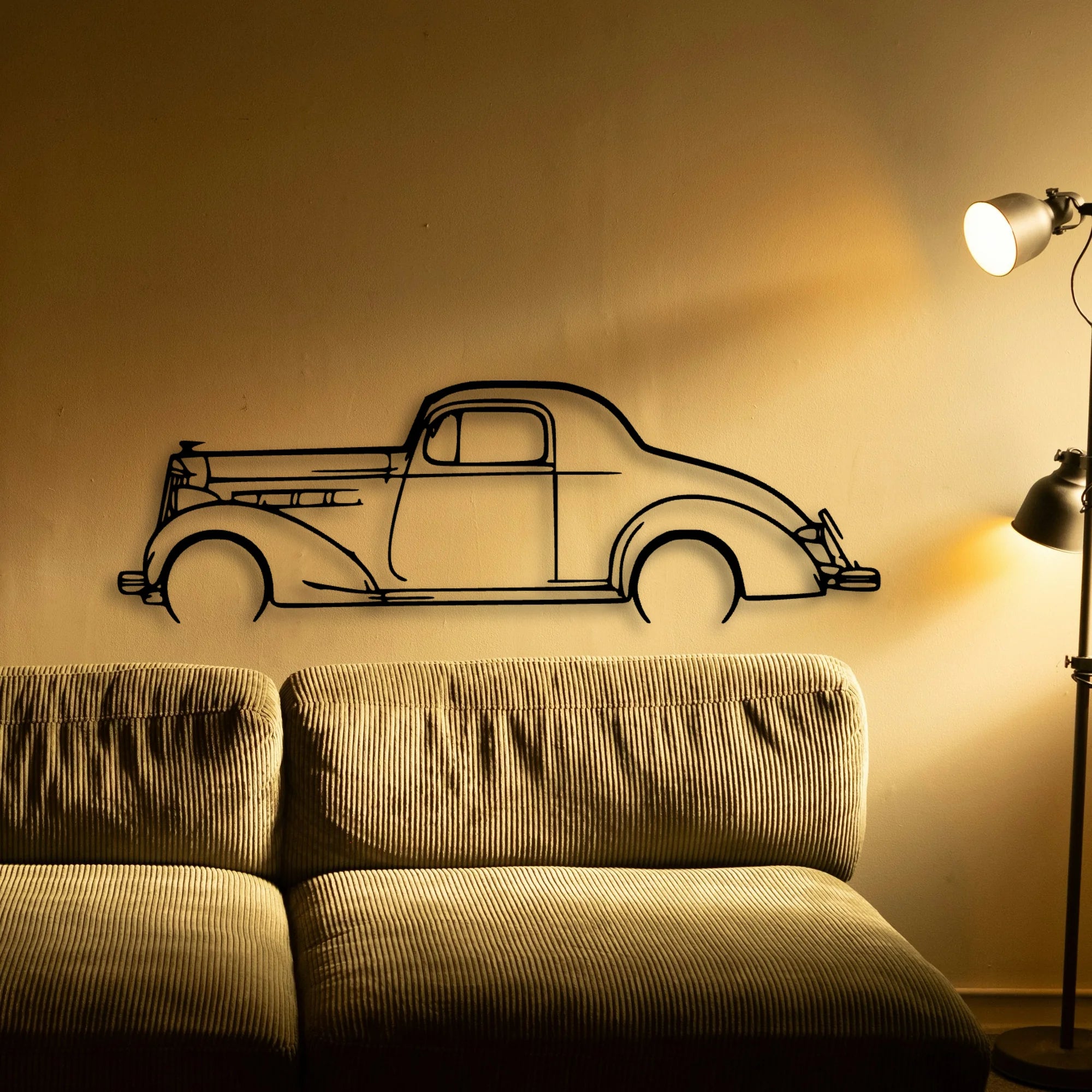 Coupe 1937 Classic Silhouette Metal Wall Art - Tinvibe
