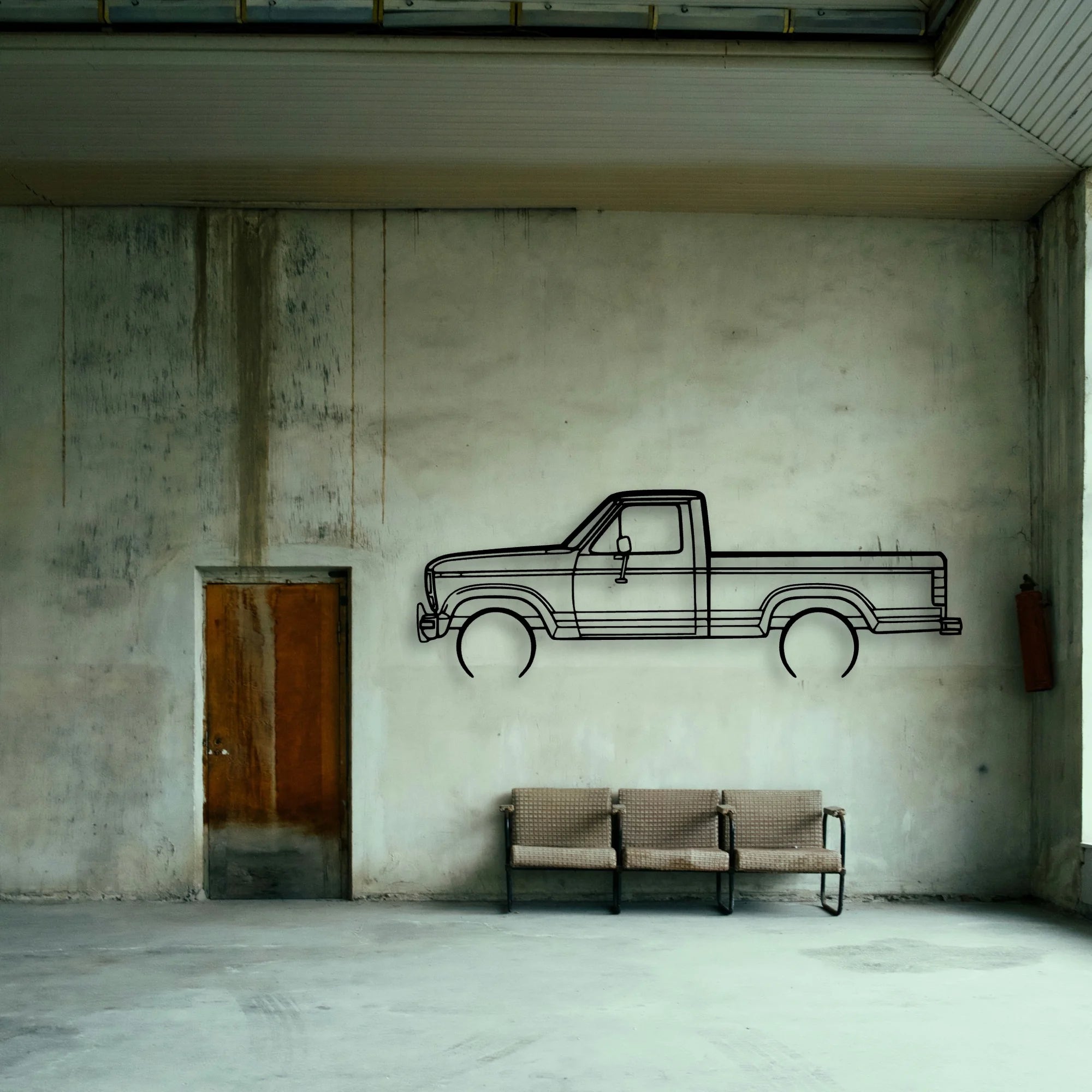 F 150 XLT 1986 Classic Silhouette Metal Wall Art - Tinvibe