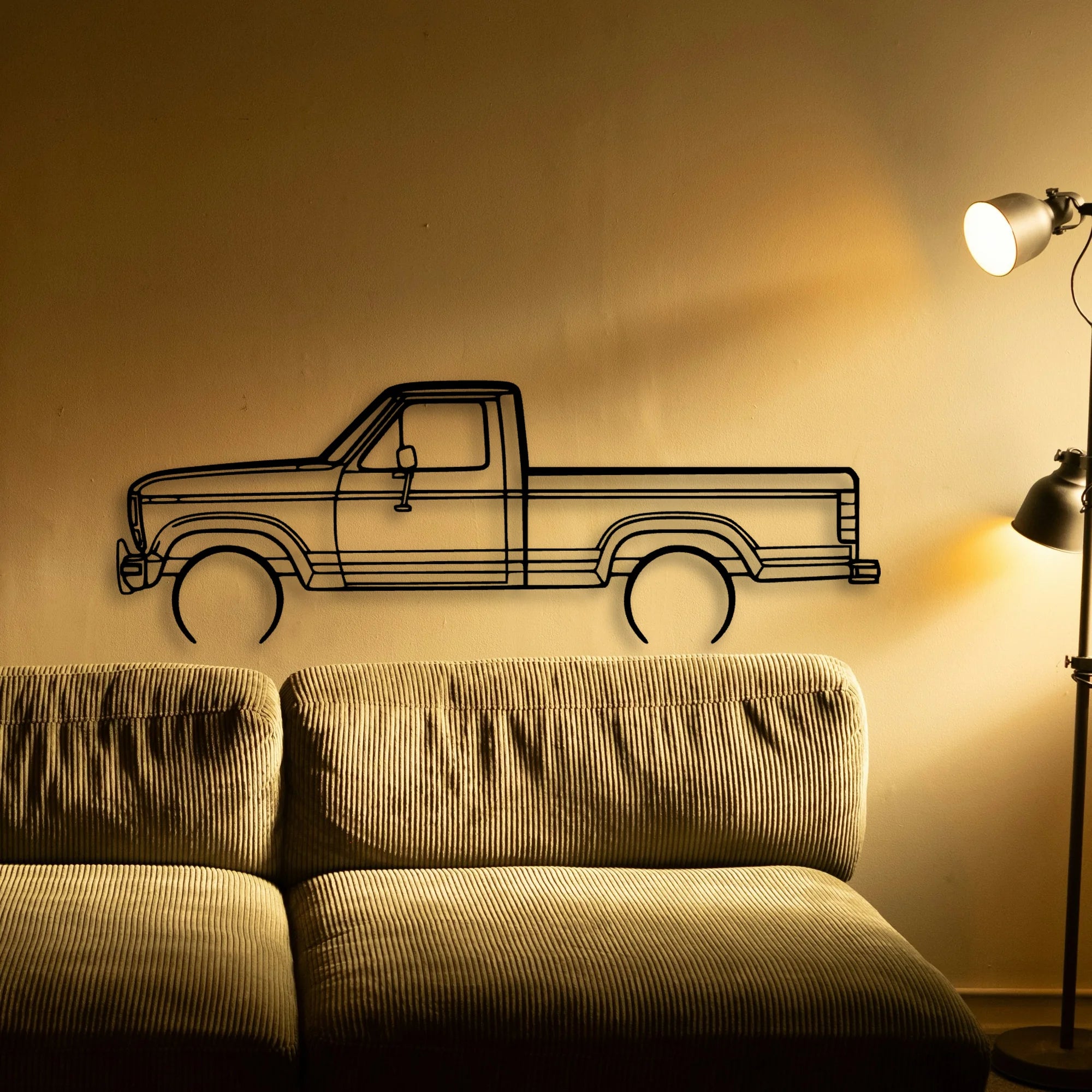 F 150 XLT 1986 Classic Silhouette Metal Wall Art - Tinvibe