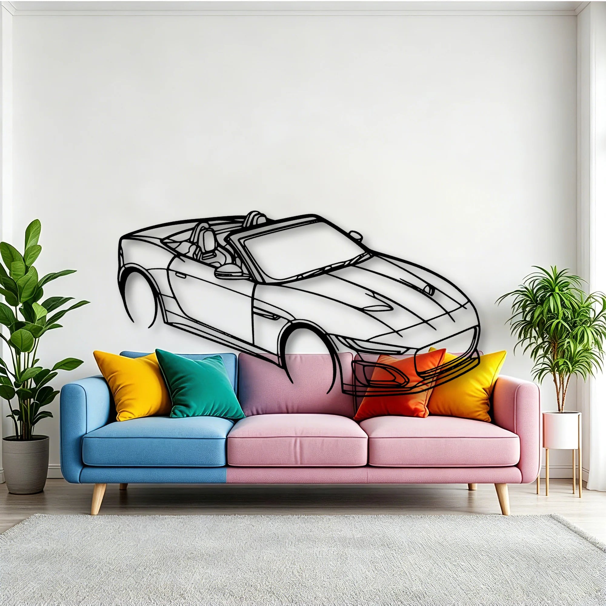 F Type TOP Angle Classic Silhouette Metal Wall Art - Tinvibe