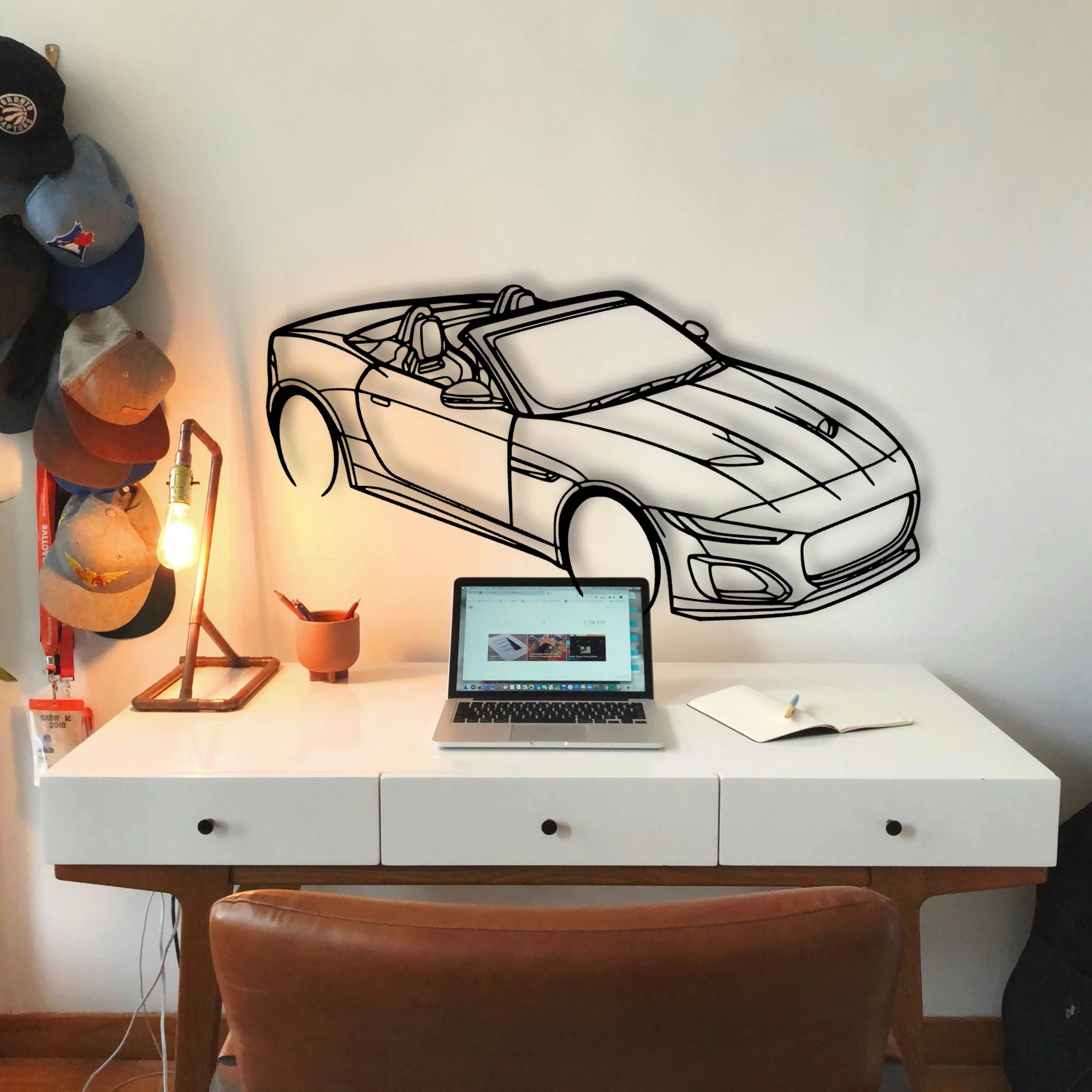 F Type TOP Angle Classic Silhouette Metal Wall Art - Tinvibe