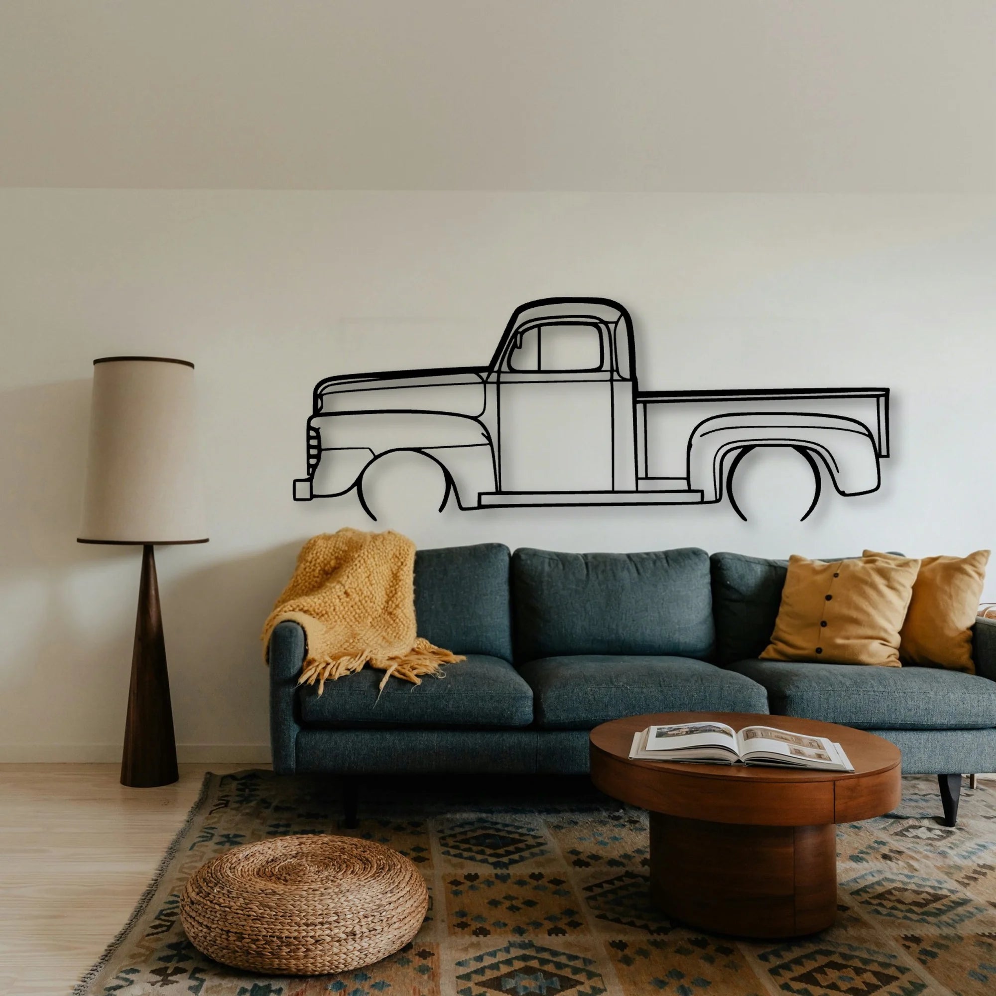 F1 1948 Pickup Classic Silhouette Metal Wall Art - Tinvibe