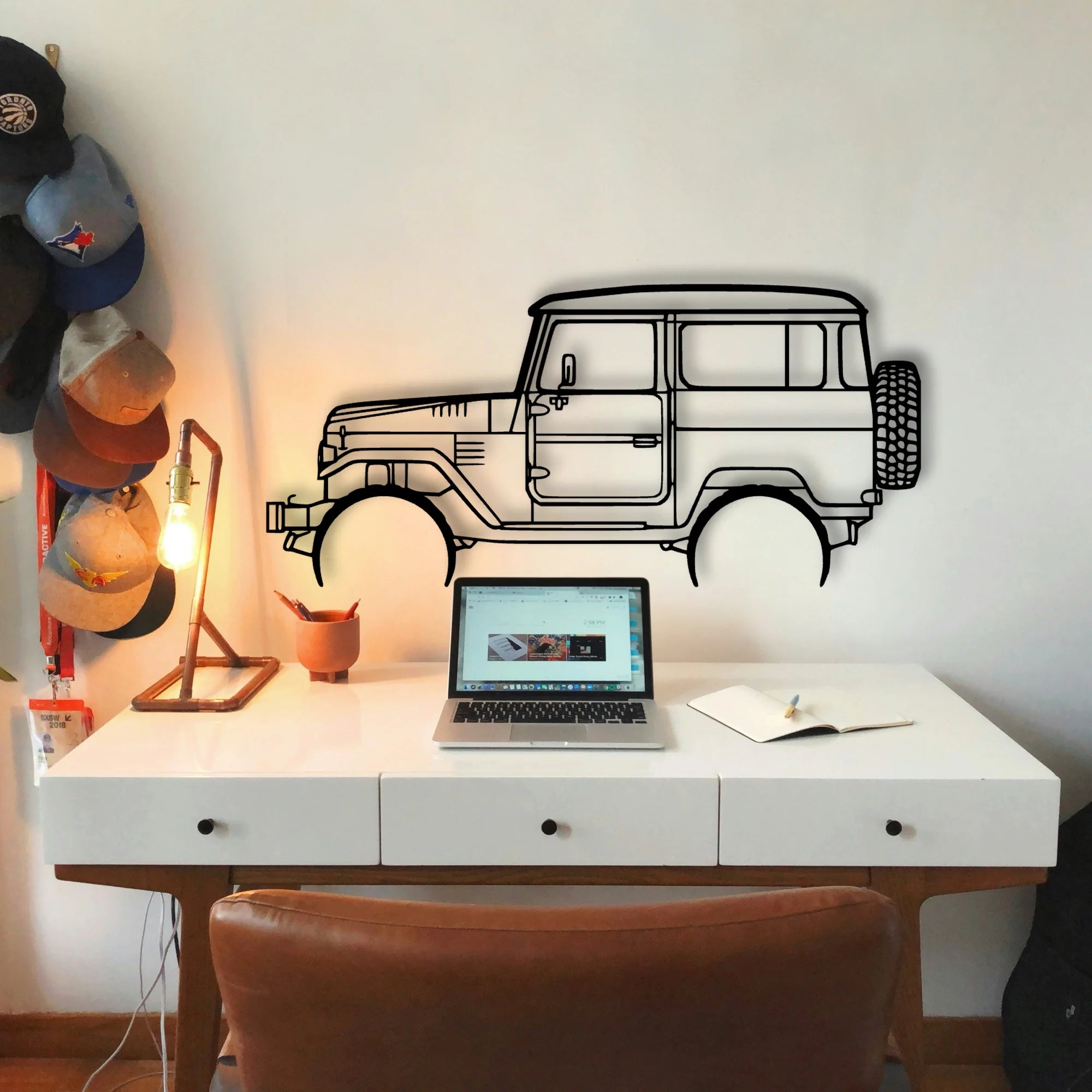 FJ40 1977 Classic Silhouette Metal Wall Art - Tinvibe