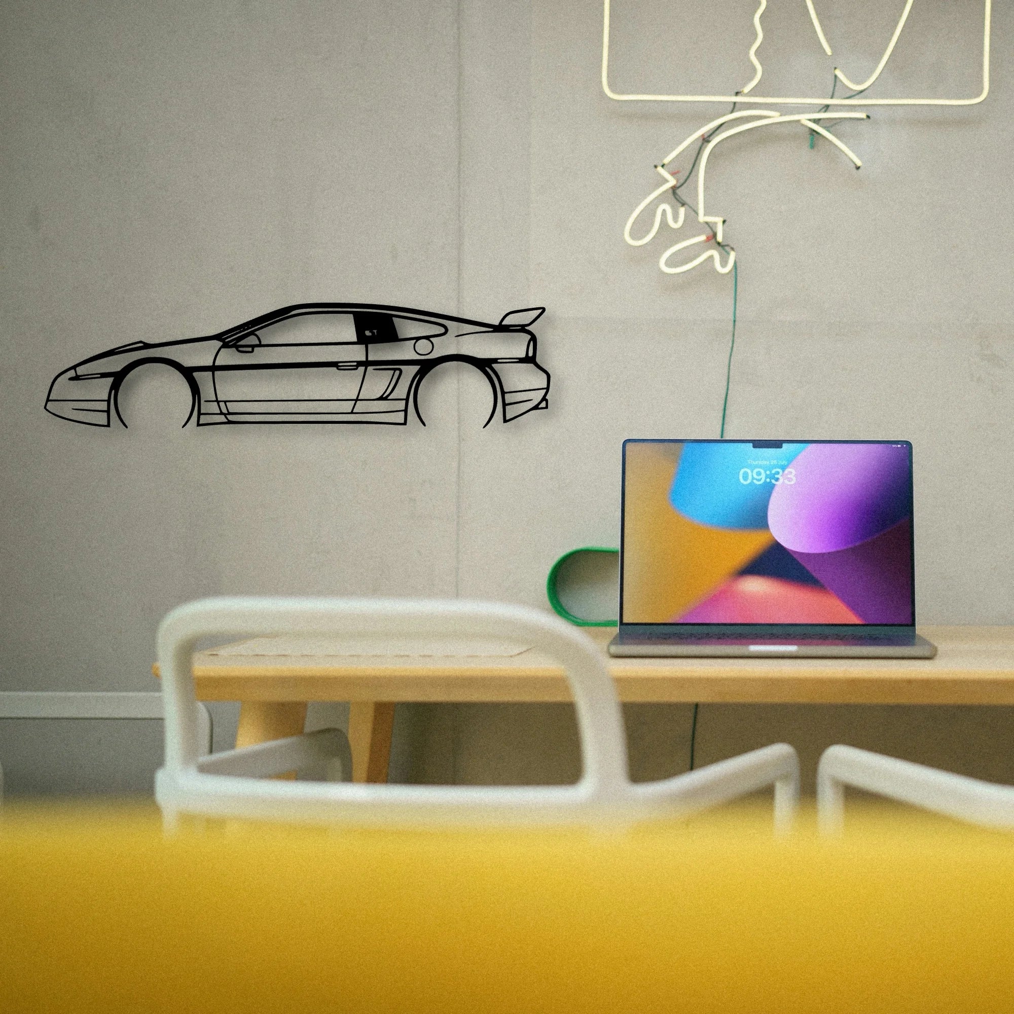 Fiero GT 1987 Classic Silhouette Metal Wall Art - Tinvibe