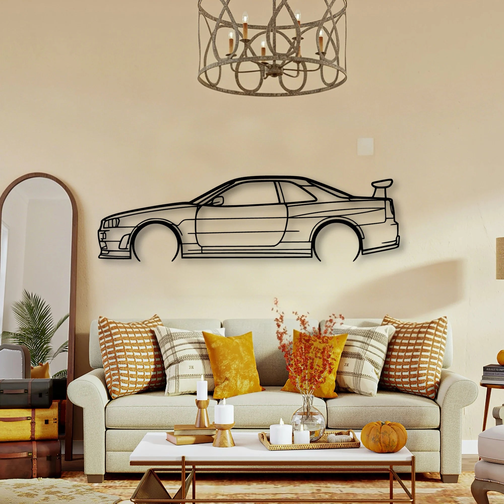 GT R R34 Classic Silhouette Metal Wall Art - Tinvibe