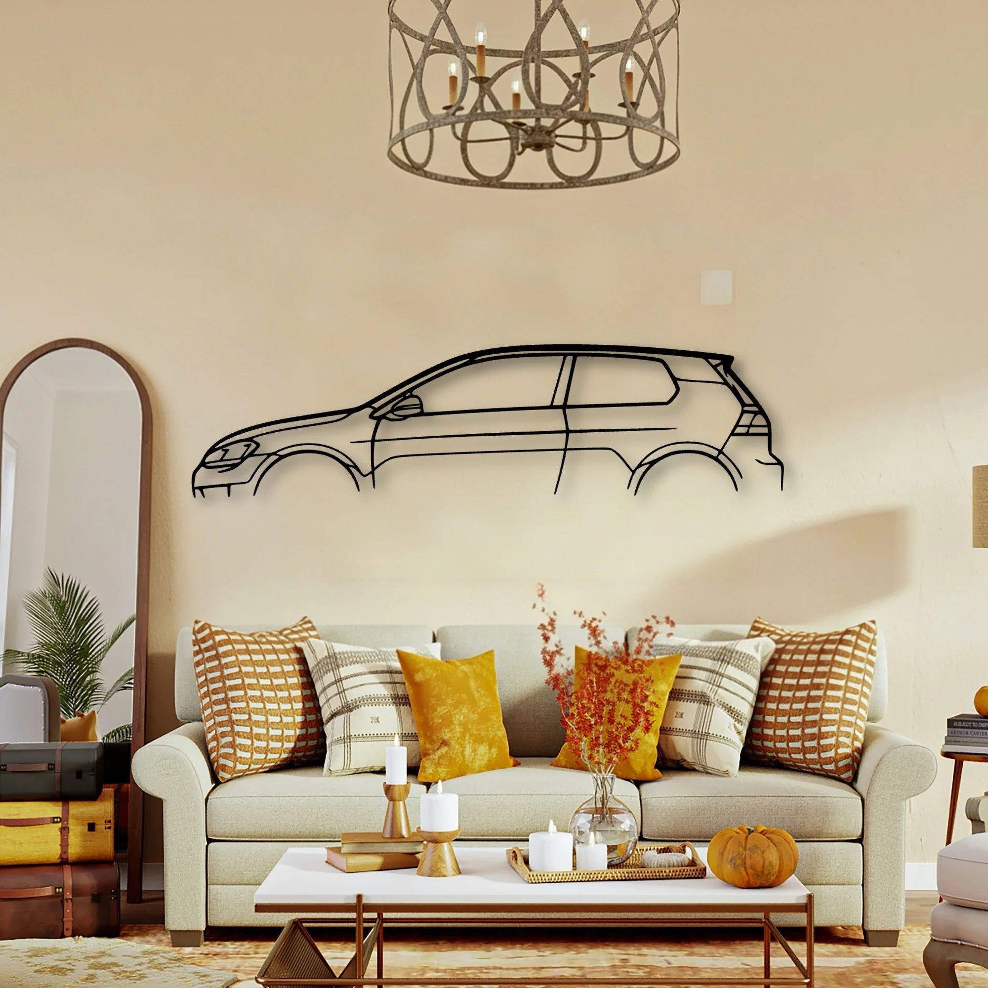 Golf R MK7 2D Classic Silhouette Metal Wall Art - Tinvibe