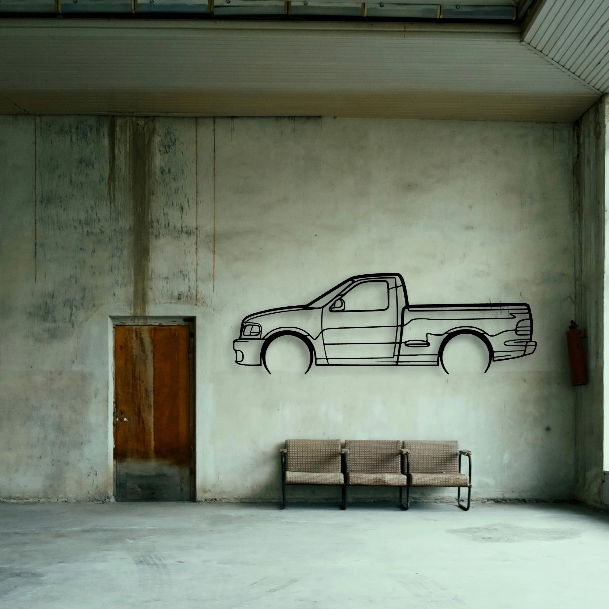 Lightning SV F150 2004 Classic Silhouette Metal Wall Art - Tinvibe