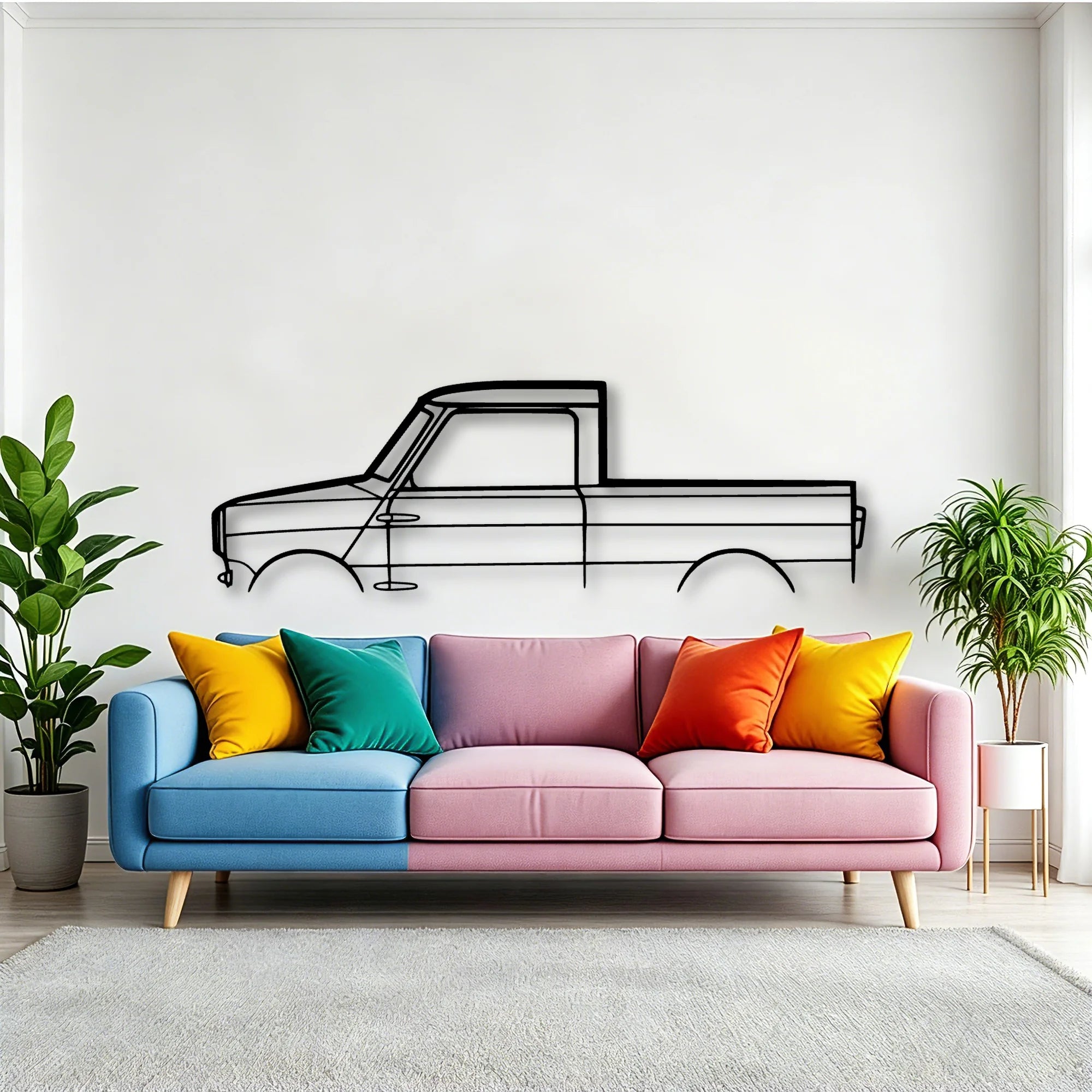 Mini Pickup Classic Silhouette Metal Wall Art - Tinvibe