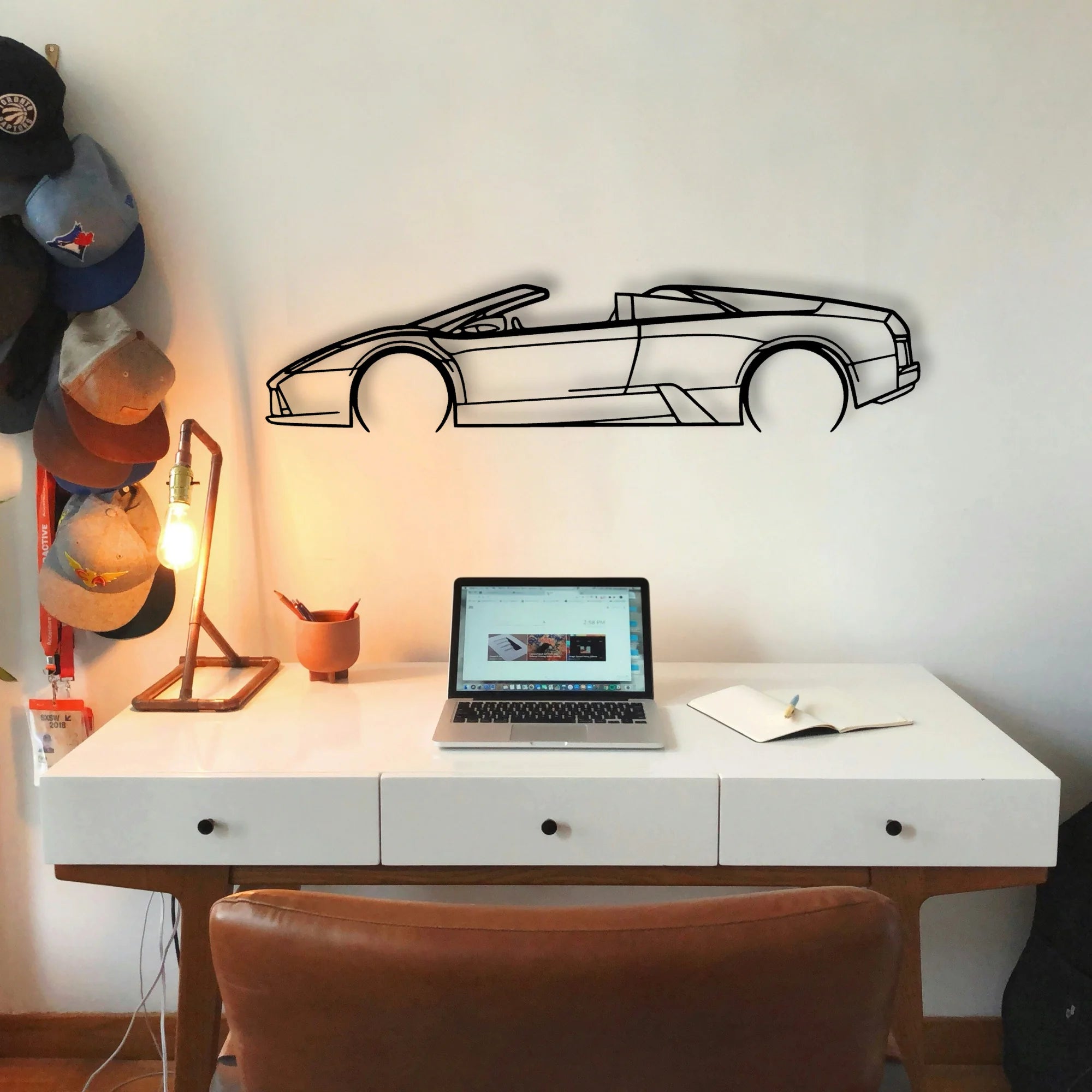 Murcielago Roadster 2008 Classic Silhouette Metal Wall Art - Tinvibe