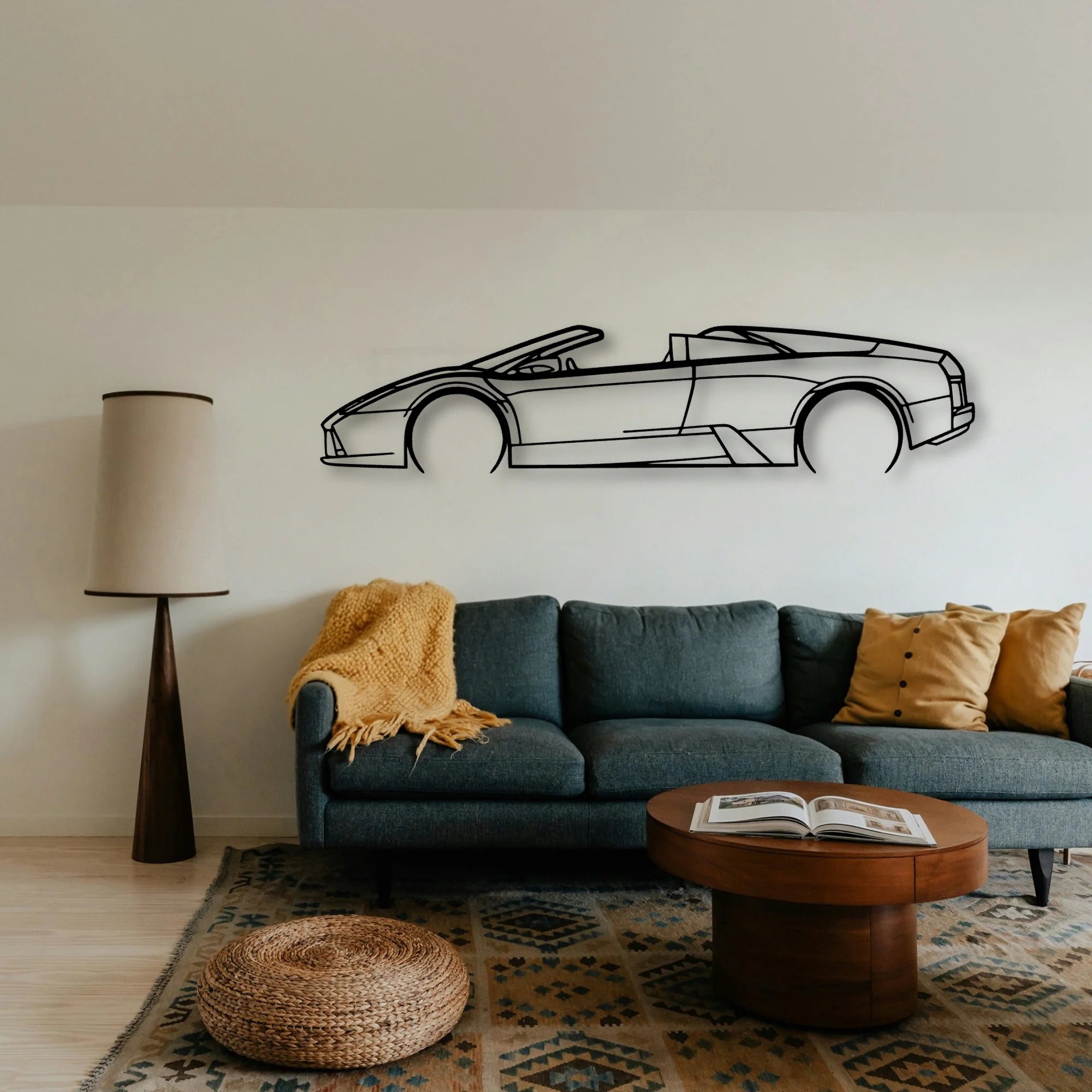 Murcielago Roadster 2008 Classic Silhouette Metal Wall Art - Tinvibe