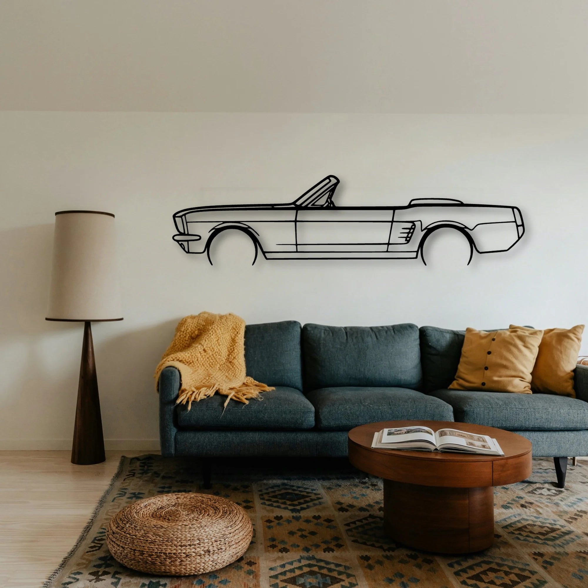 Mustang 1966 Convertible 2 Classic Silhouette Metal Wall Art - Tinvibe