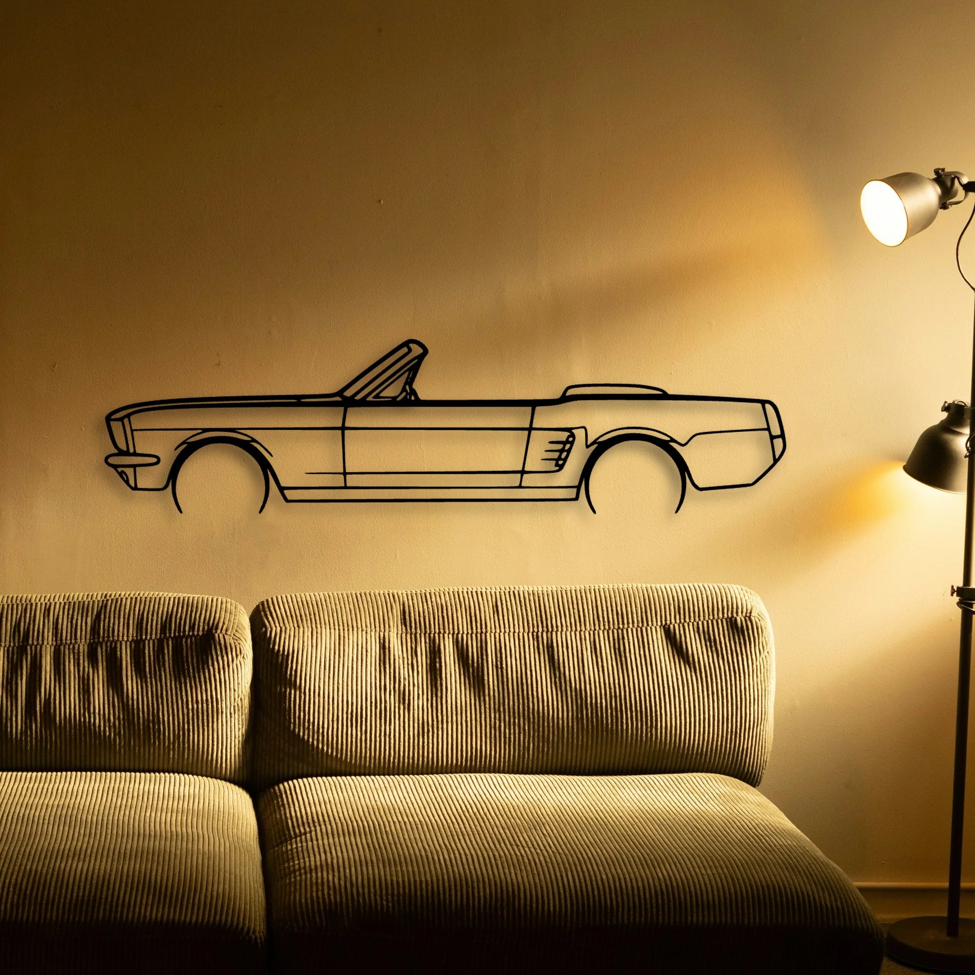 Mustang 1966 Convertible 2 Classic Silhouette Metal Wall Art - Tinvibe