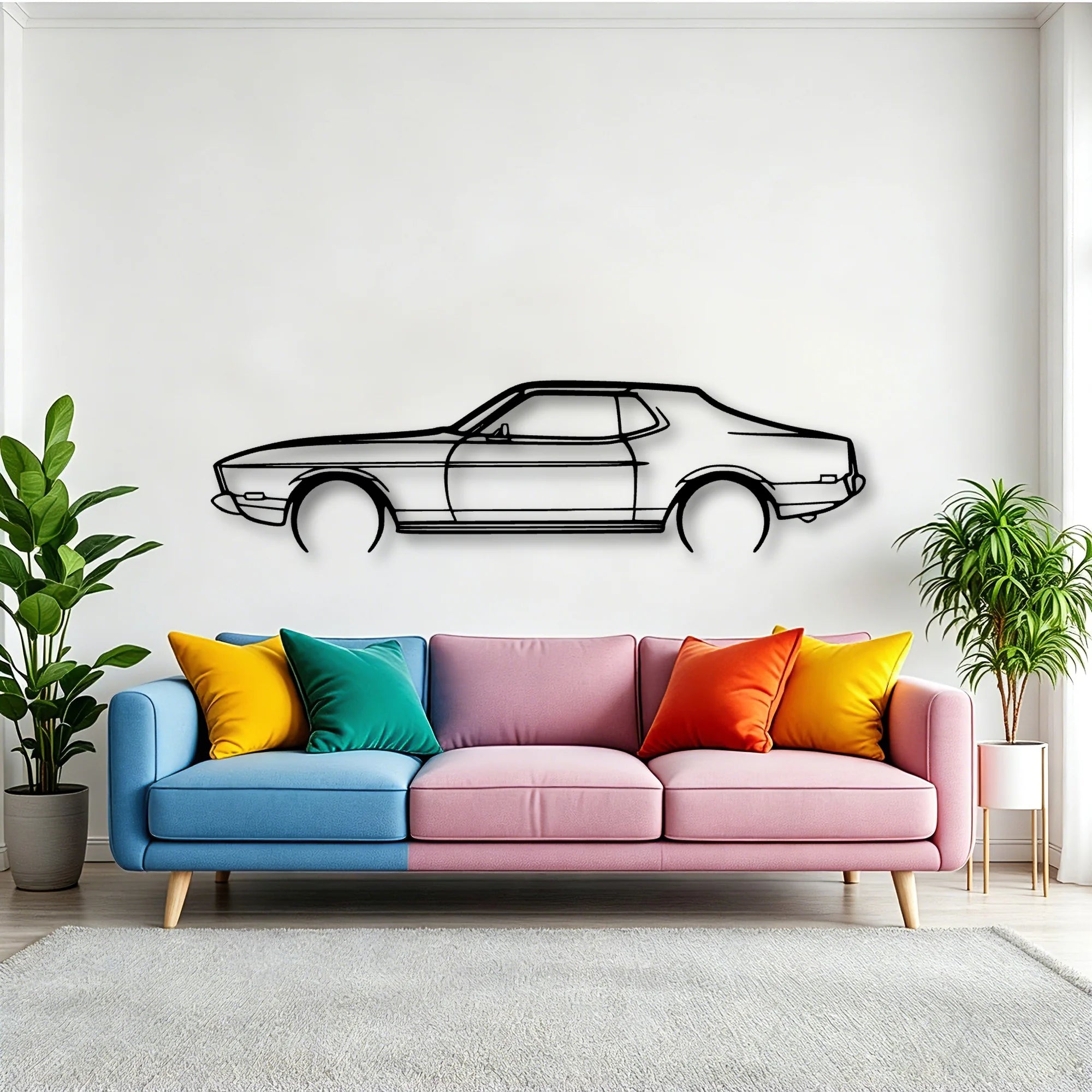Mustang 1973 Classic Silhouette Metal Wall Art - Tinvibe