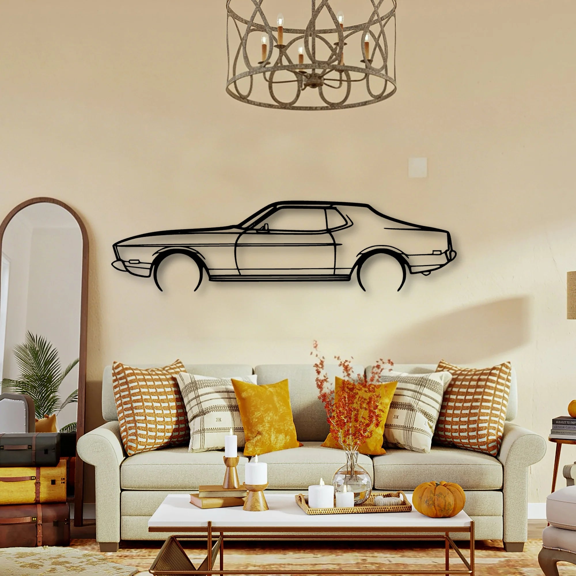 Mustang 1973 Classic Silhouette Metal Wall Art - Tinvibe