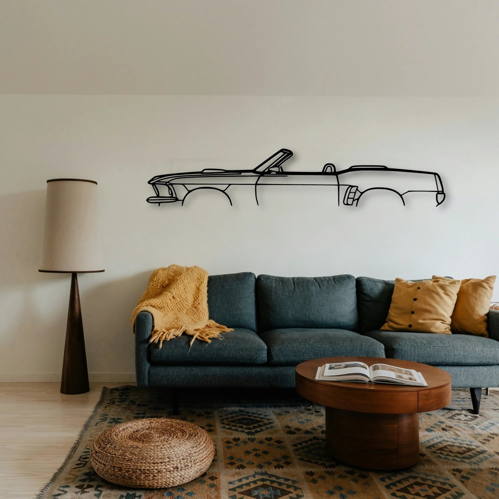Mustang Convertible 1969 Classic Silhouette Metal Wall Art - Tinvibe