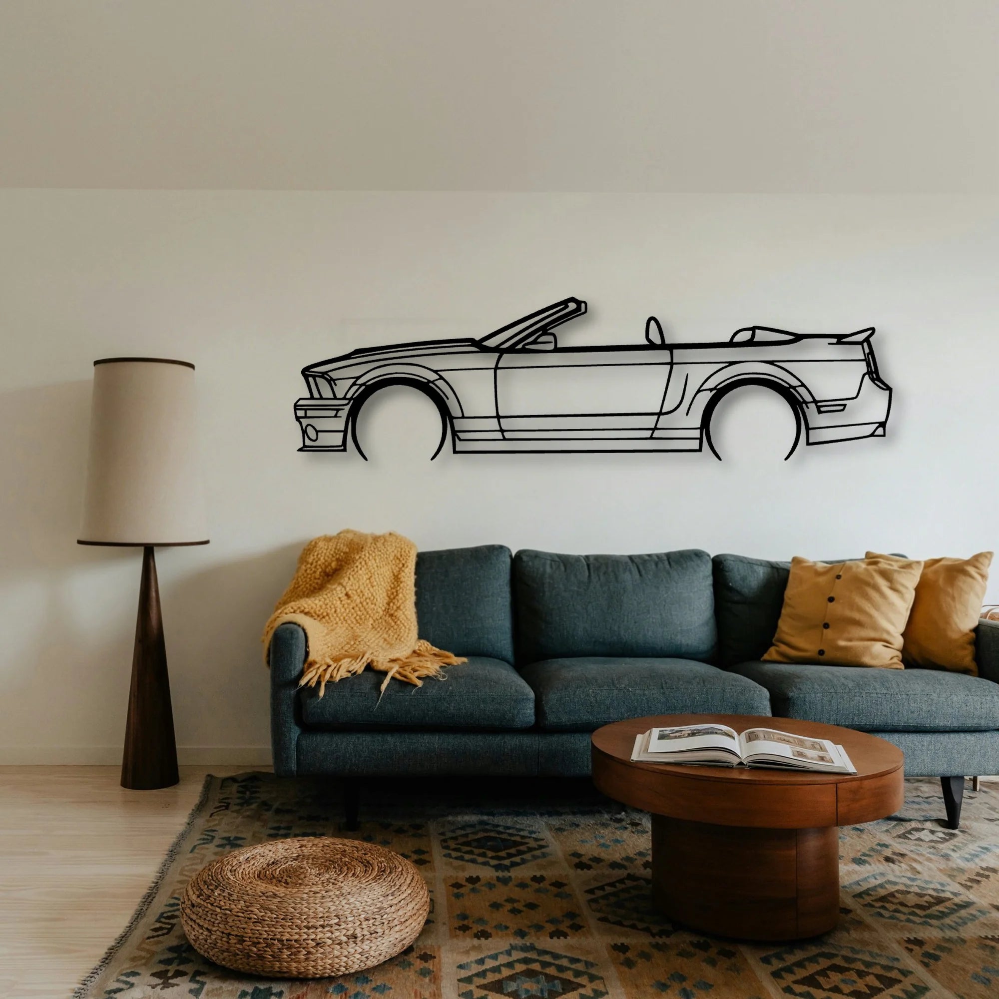 Mustang GT500 2008 Cabrio Classic Silhouette Metal Wall Art - Tinvibe