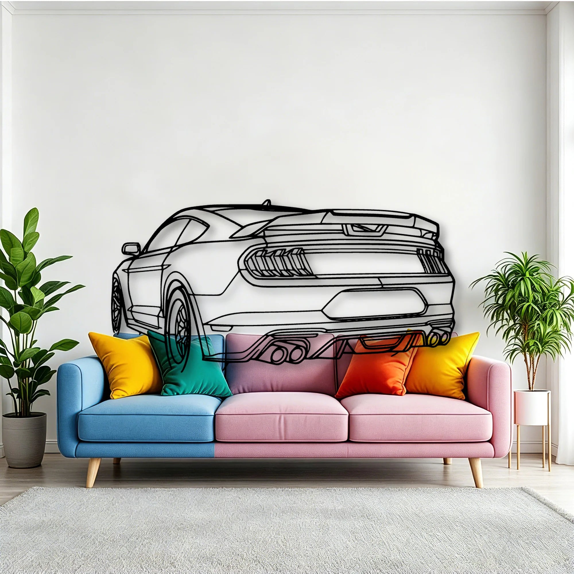 Mustang GT 2020 Angle Classic Silhouette Metal Wall Art - Tinvibe