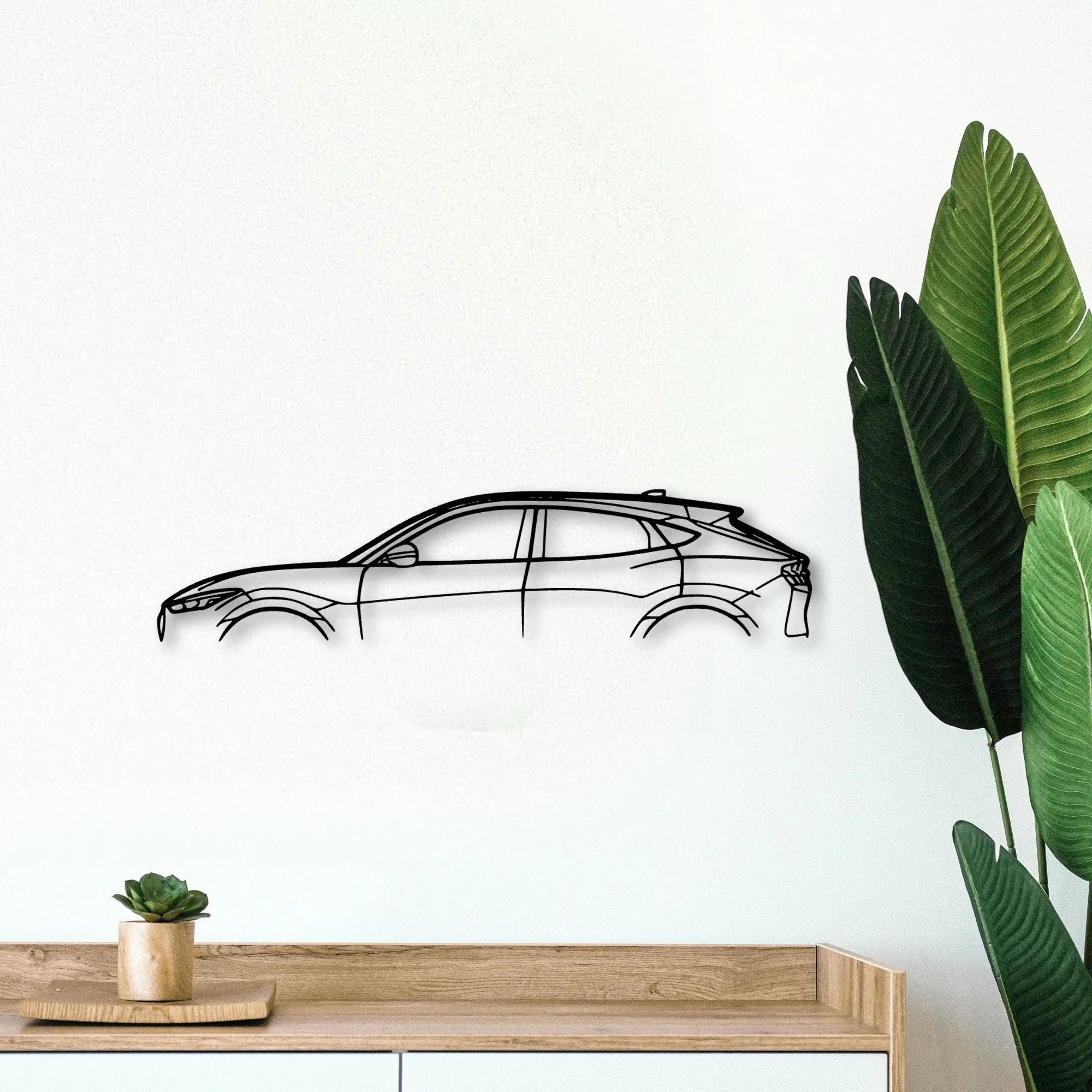 Mustang Mach E 2021 Classic Silhouette Metal Wall Art - Tinvibe