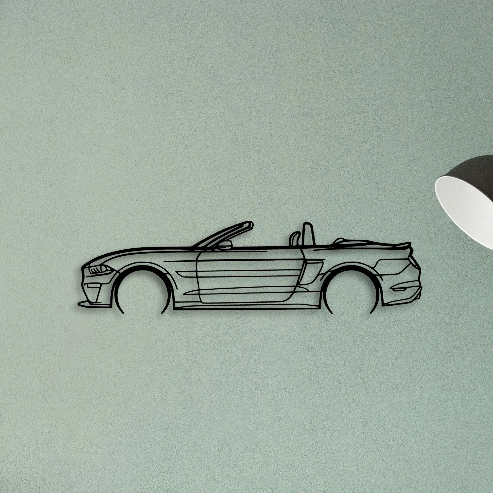 Mustang S550 Convertible 2019 Classic Silhouette Metal Wall Art - Tinvibe