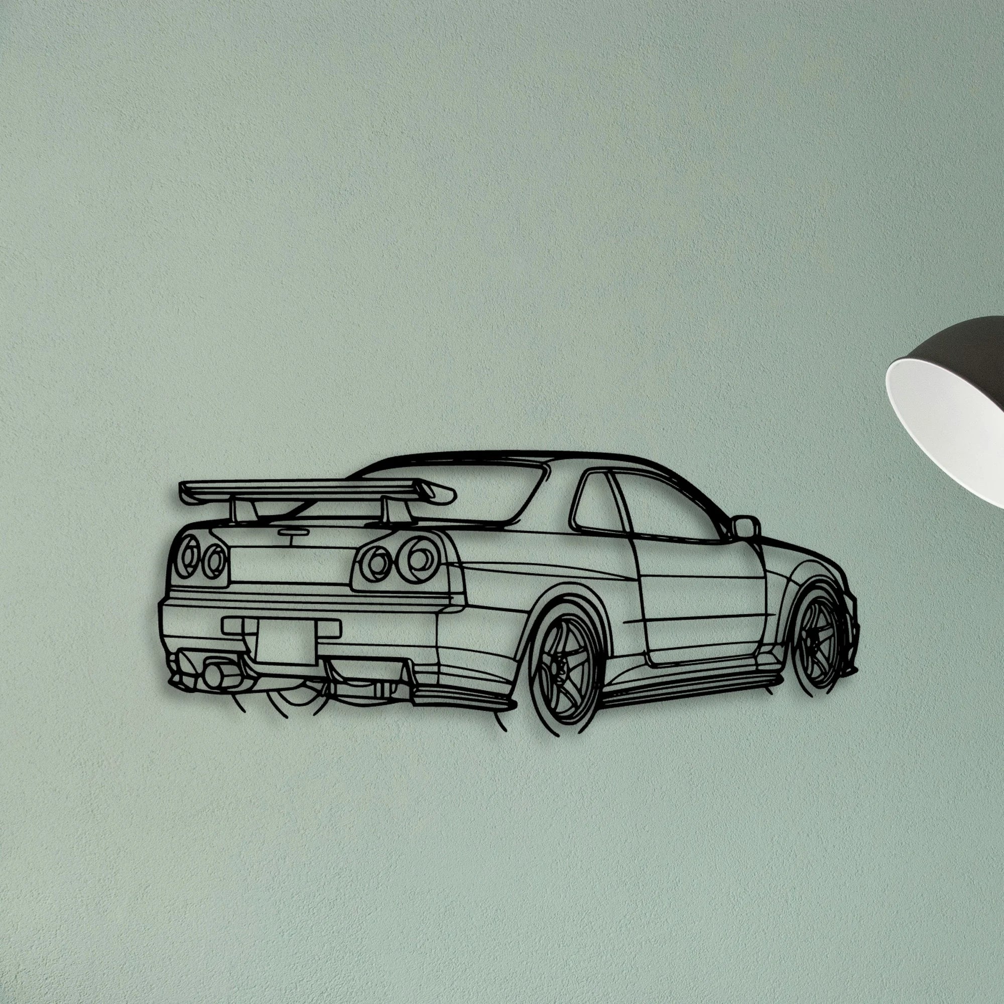 R34 GTR Nismo Angle Classic Silhouette Metal Wall Art - Tinvibe