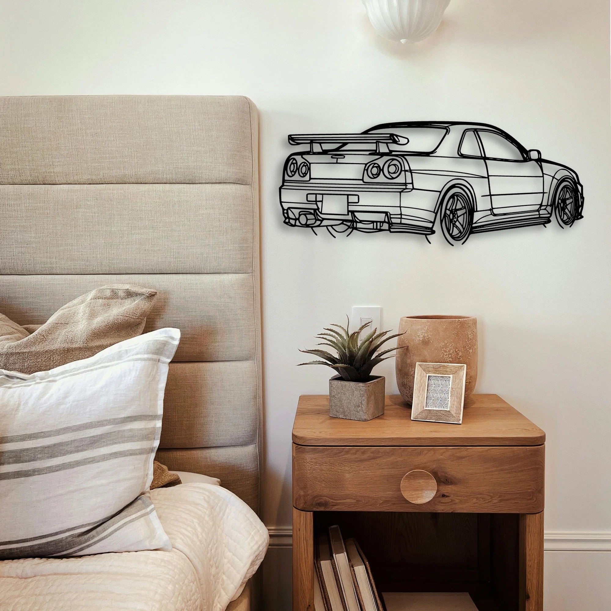 R34 GTR Nismo Angle Classic Silhouette Metal Wall Art - Tinvibe