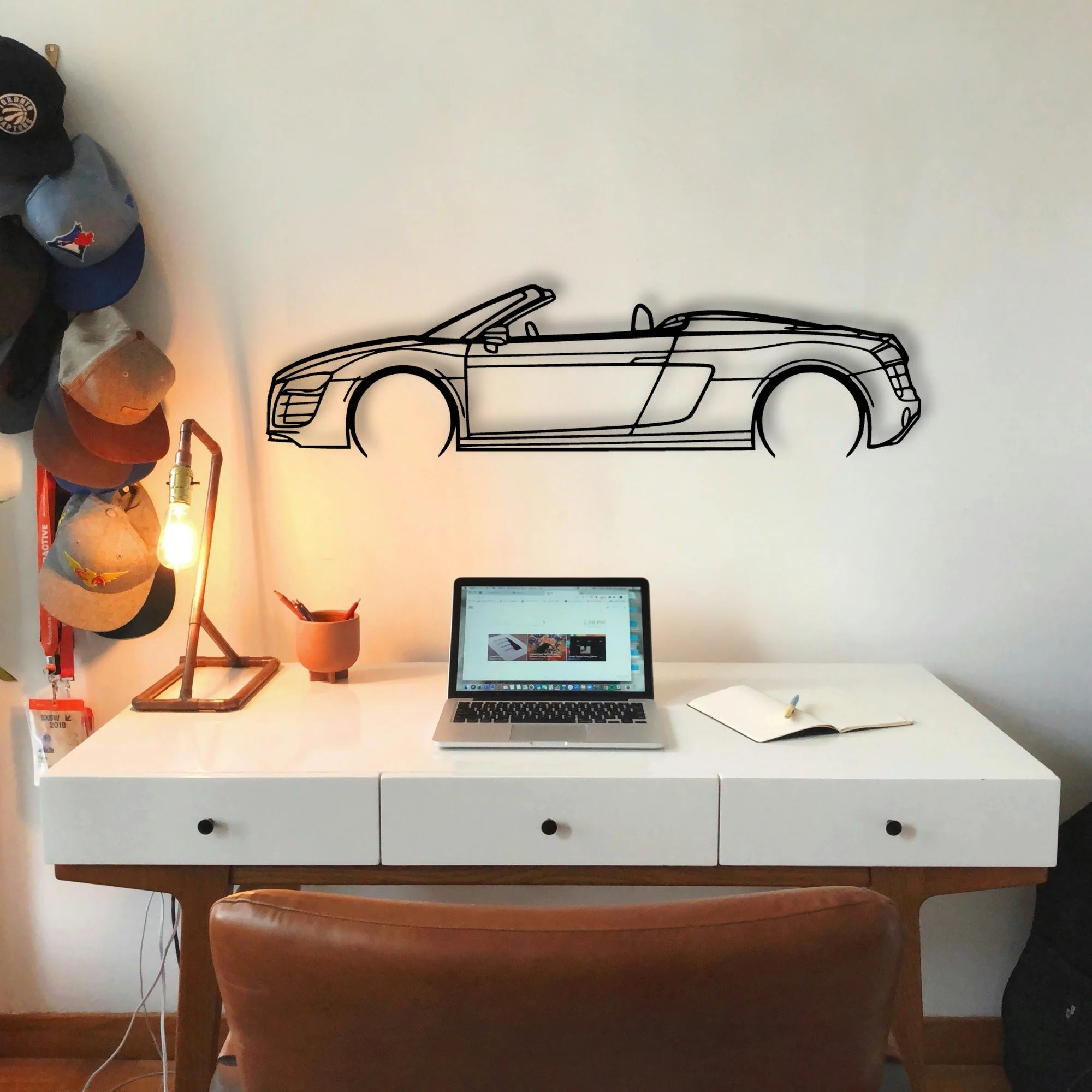 R8 Spyder 2012 Classic Silhouette Metal Wall Art - Tinvibe