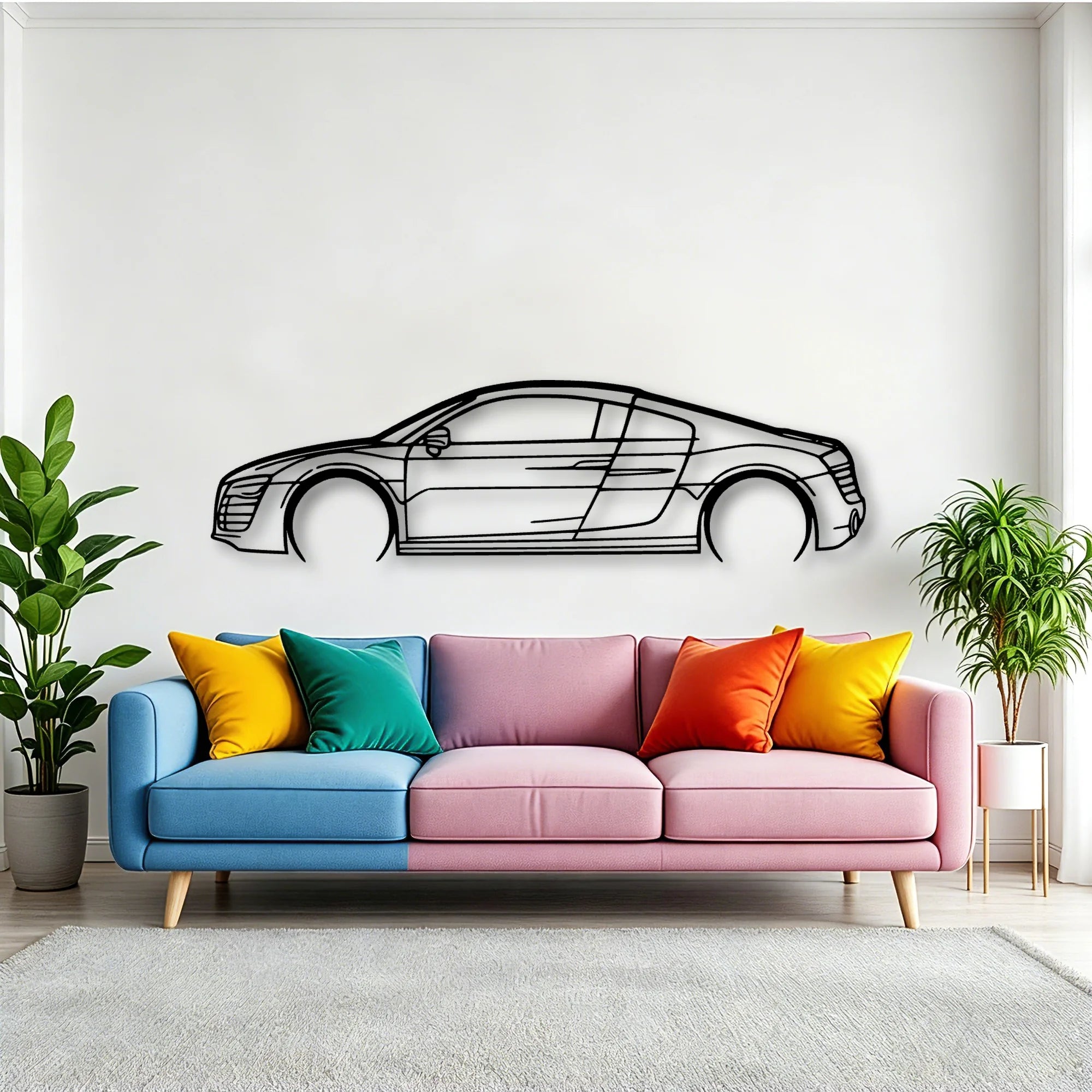 R8 V10 Plus 2014 Classic Silhouette Metal Wall Art - Tinvibe