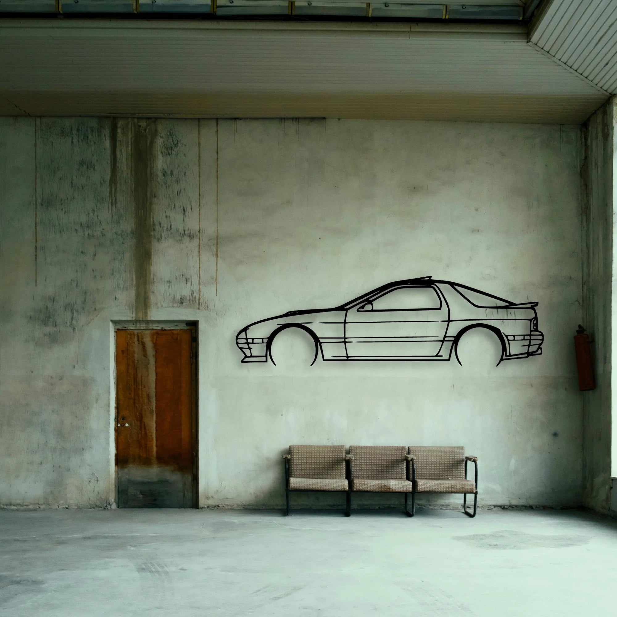 RX7 1989 Classic Silhouette Metal Wall Art - Tinvibe