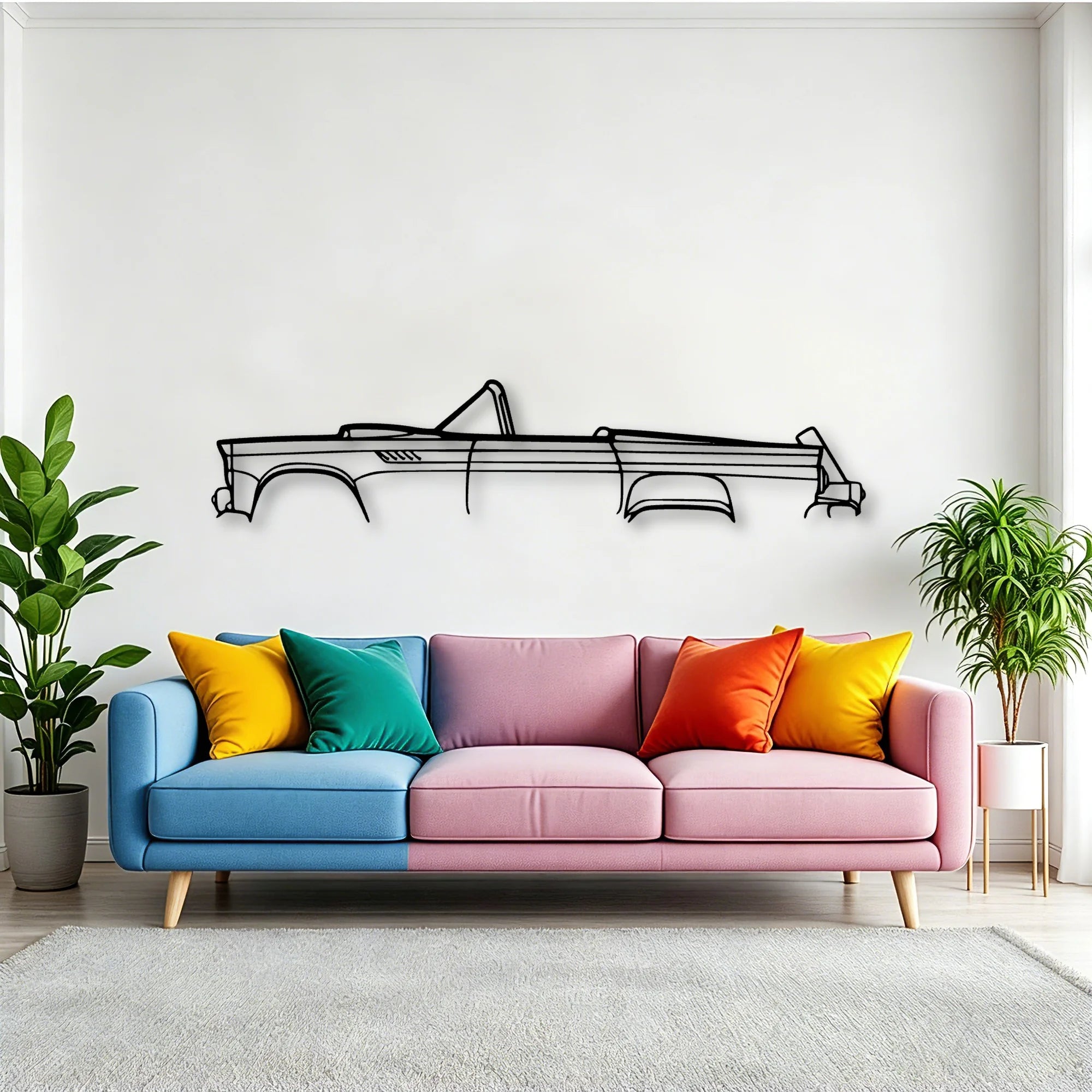 Thunderbird 1955 Classic Silhouette Metal Wall Art - Tinvibe