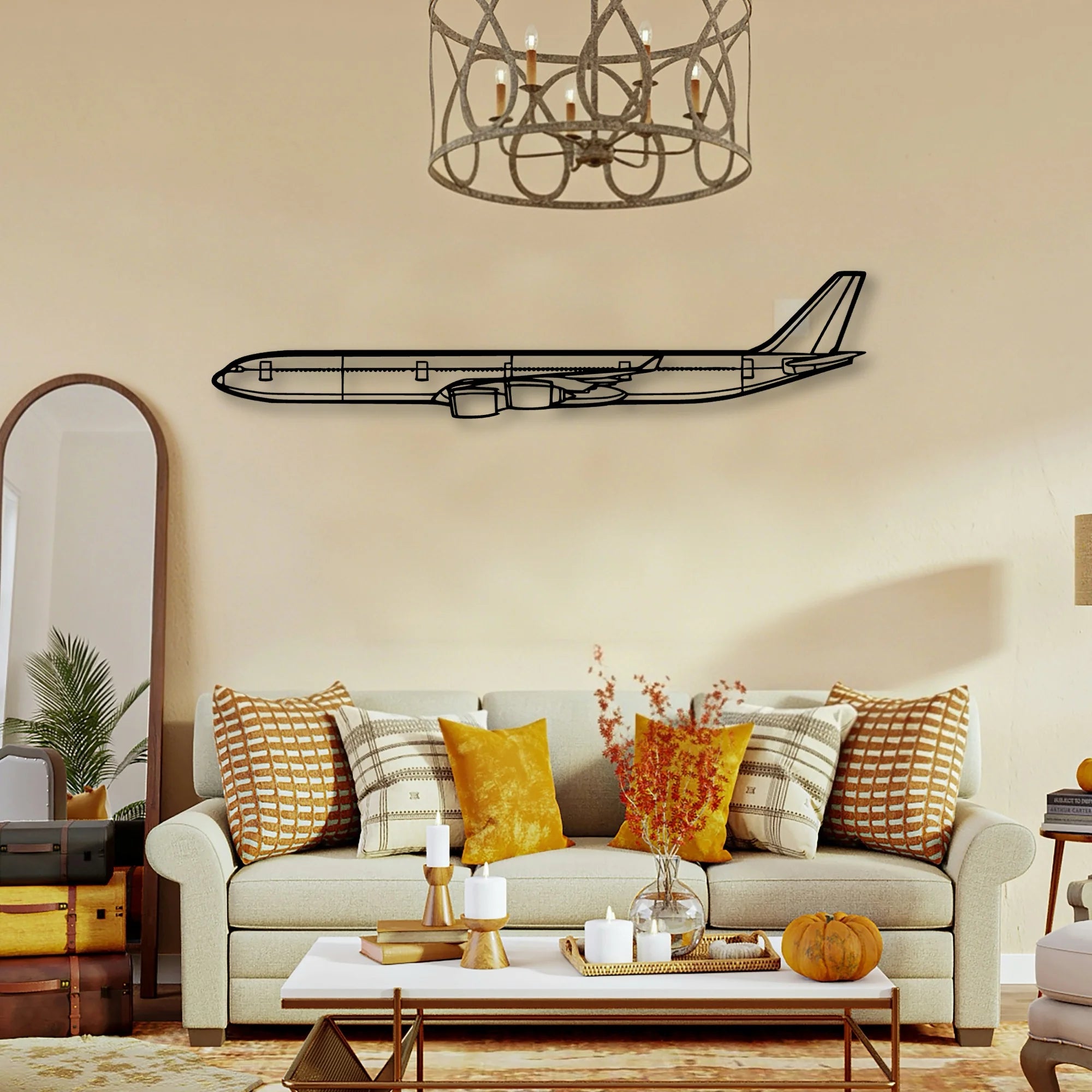 A340 600 2 Classic Aircraft Silhouette Metal Wall Art - Tinvibe