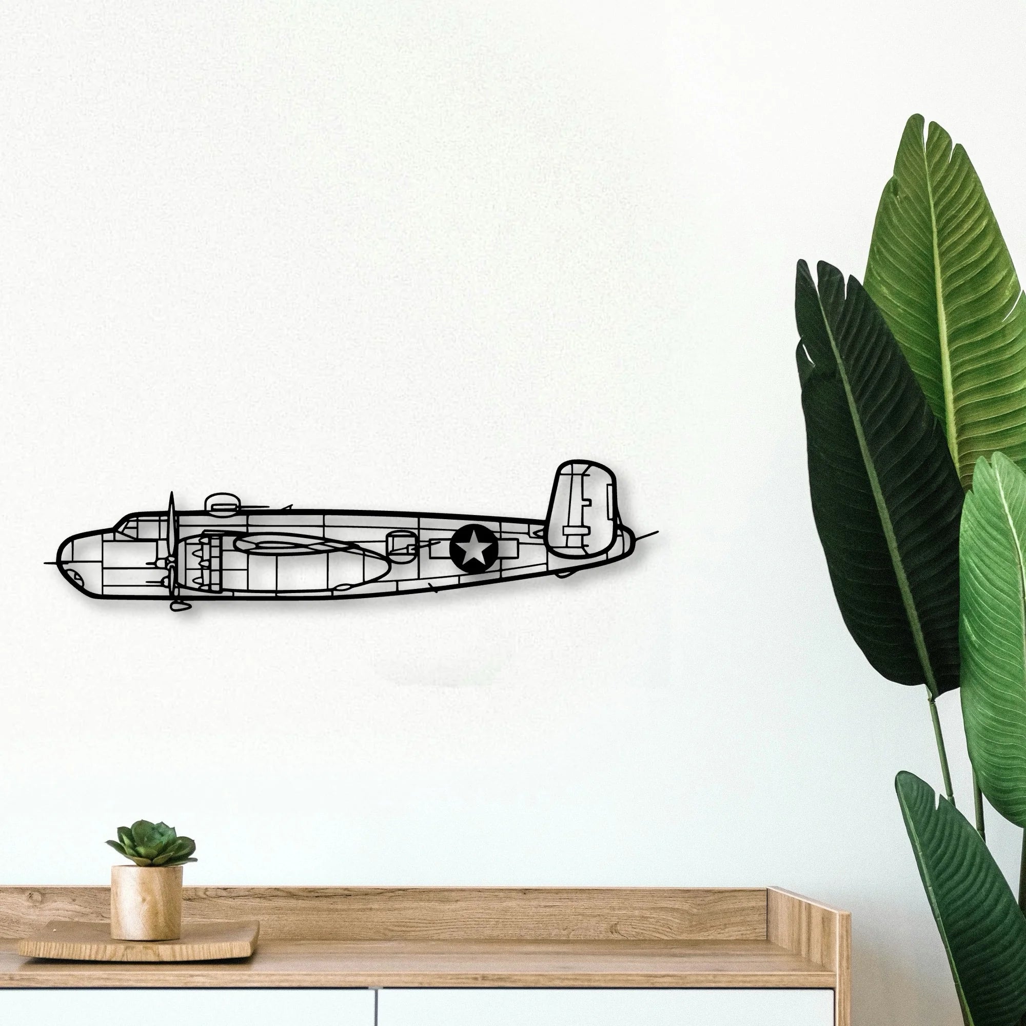 B 25H 2 Classic Aircraft Silhouette Metal Wall Art - Tinvibe
