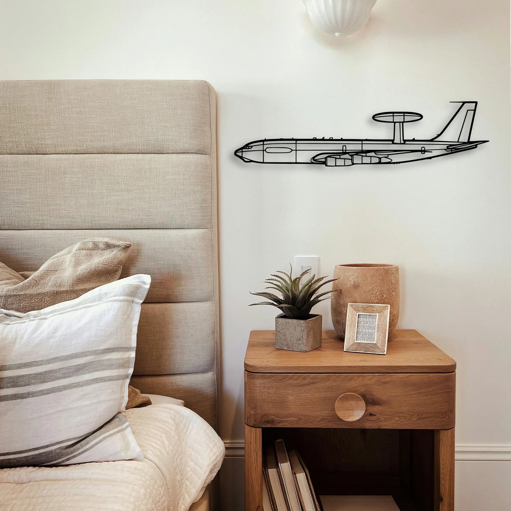 E 3C Sentry Classic Aircraft Silhouette Metal Wall Art - Tinvibe