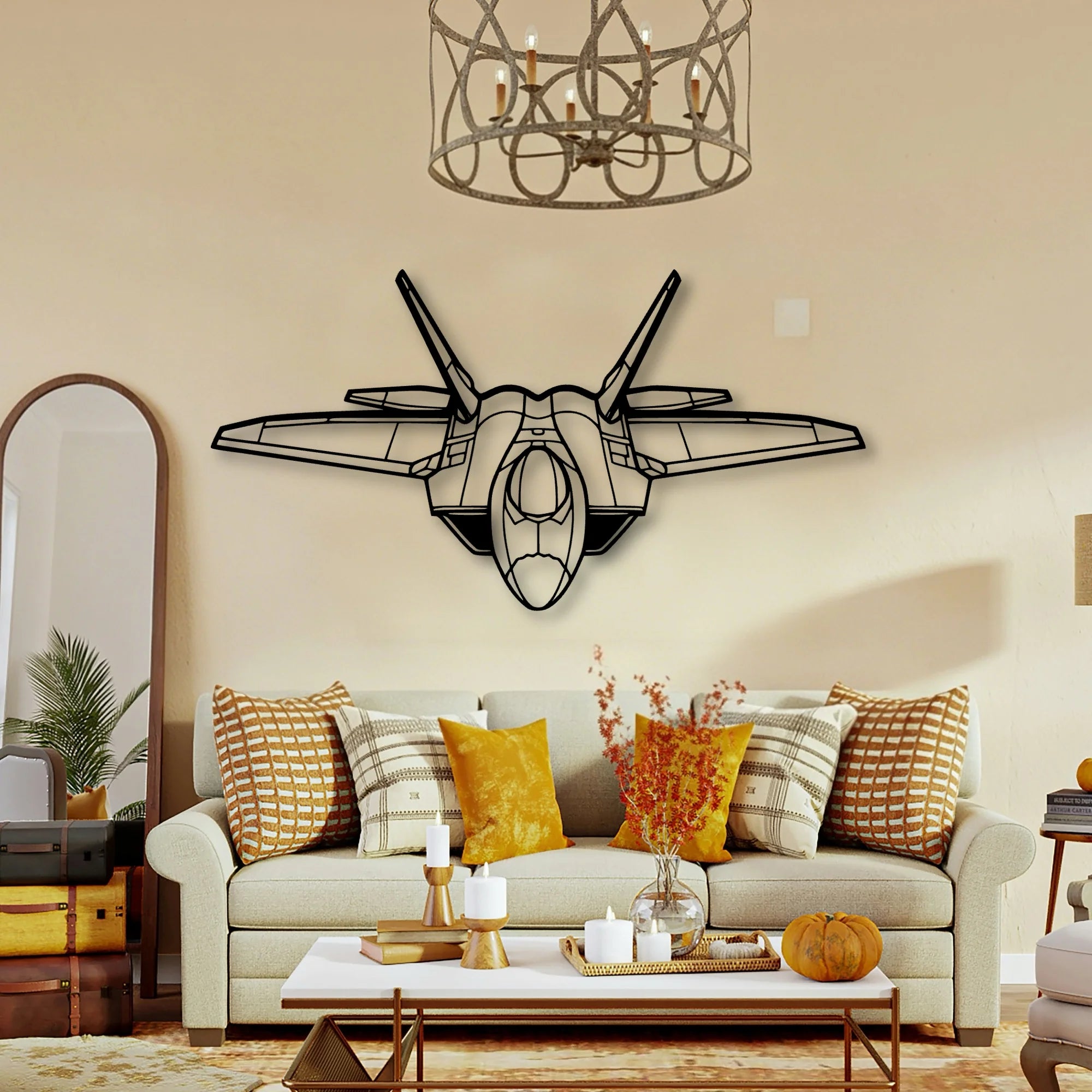 F 22 Raptor Classic Aircraft Silhouette Metal Wall Art - Tinvibe