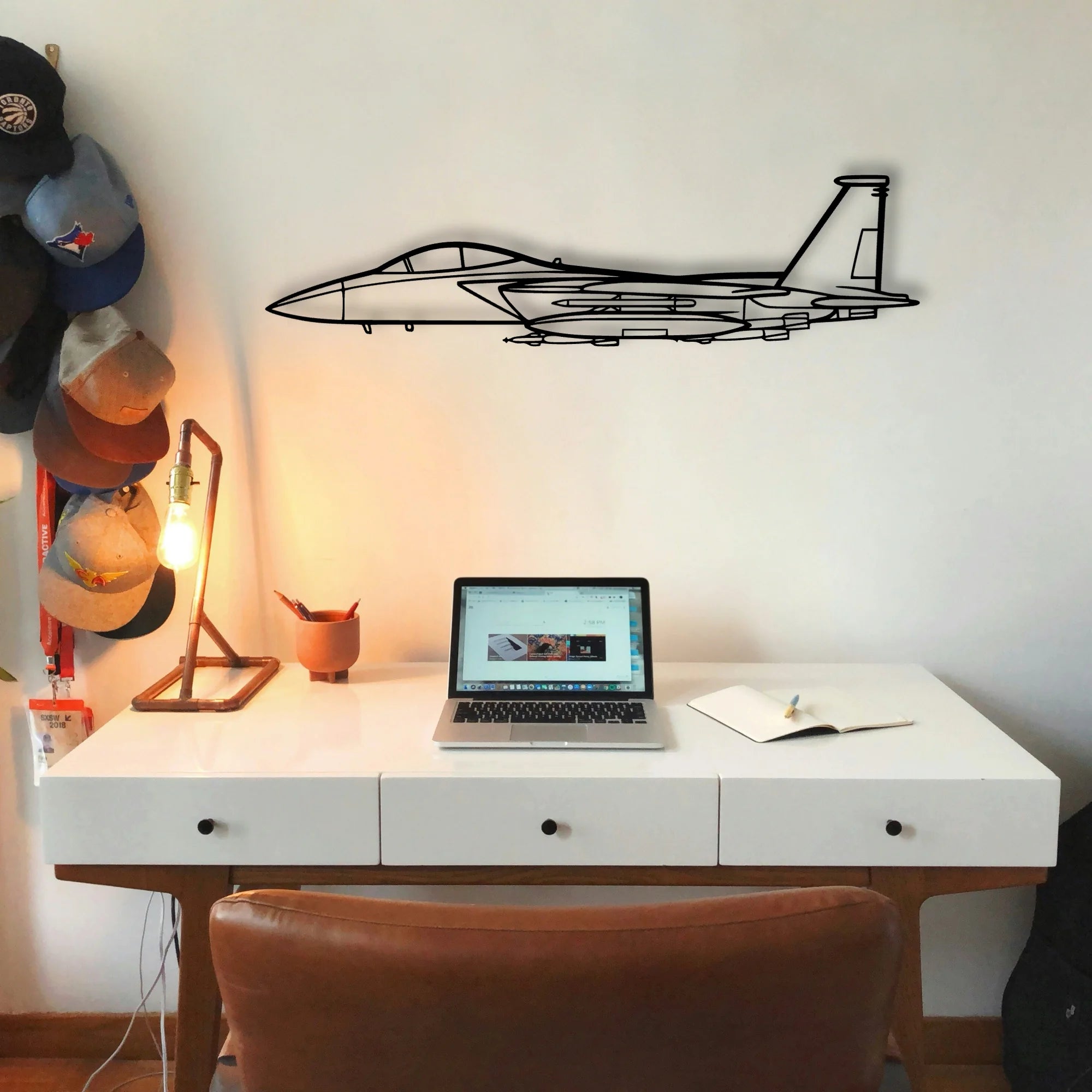 F15 Strike Eagle Classic Aircraft Silhouette Metal Wall Art - Tinvibe
