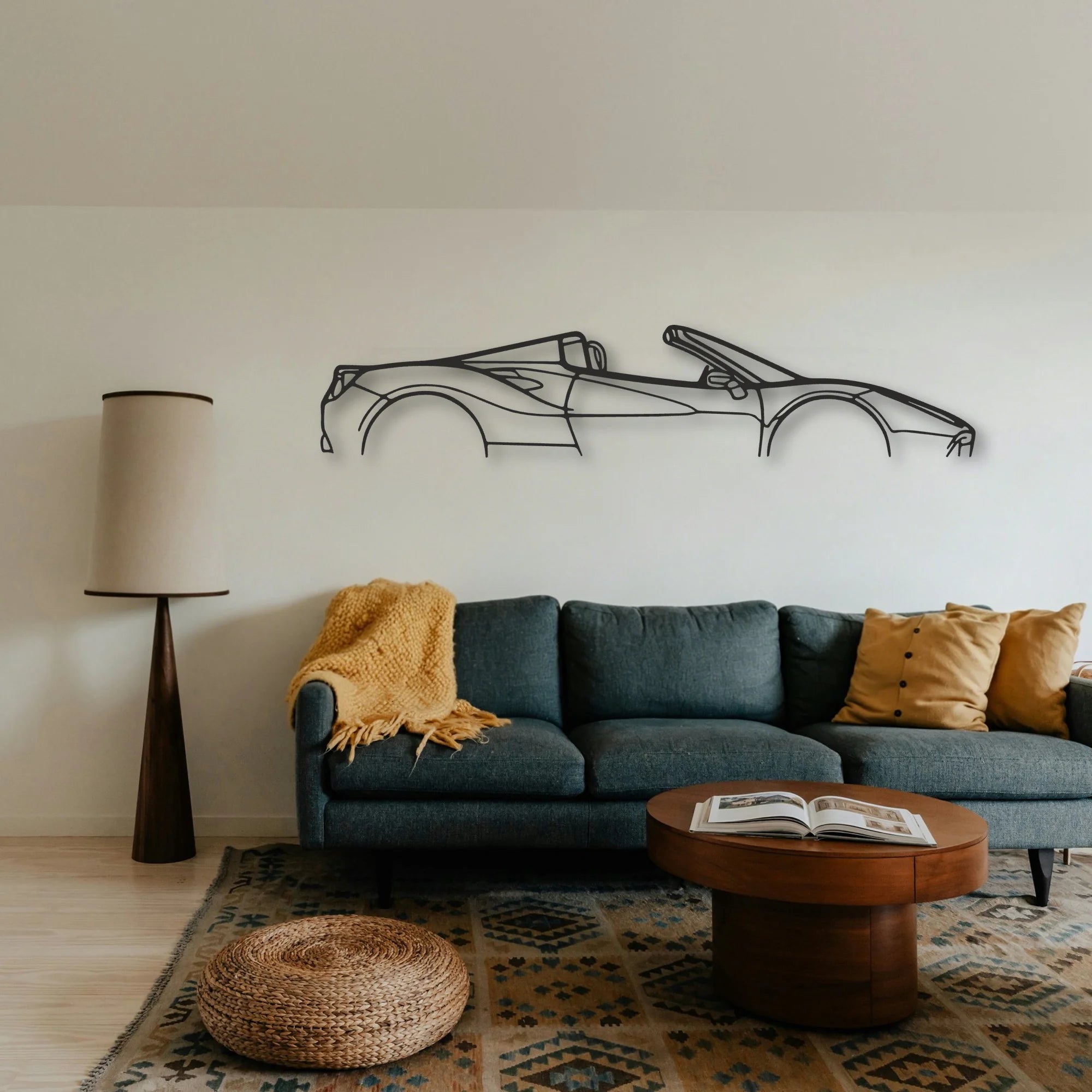 Ferrari 488 Spider Classic Silhouette Metal Wall Art - Tinvibe