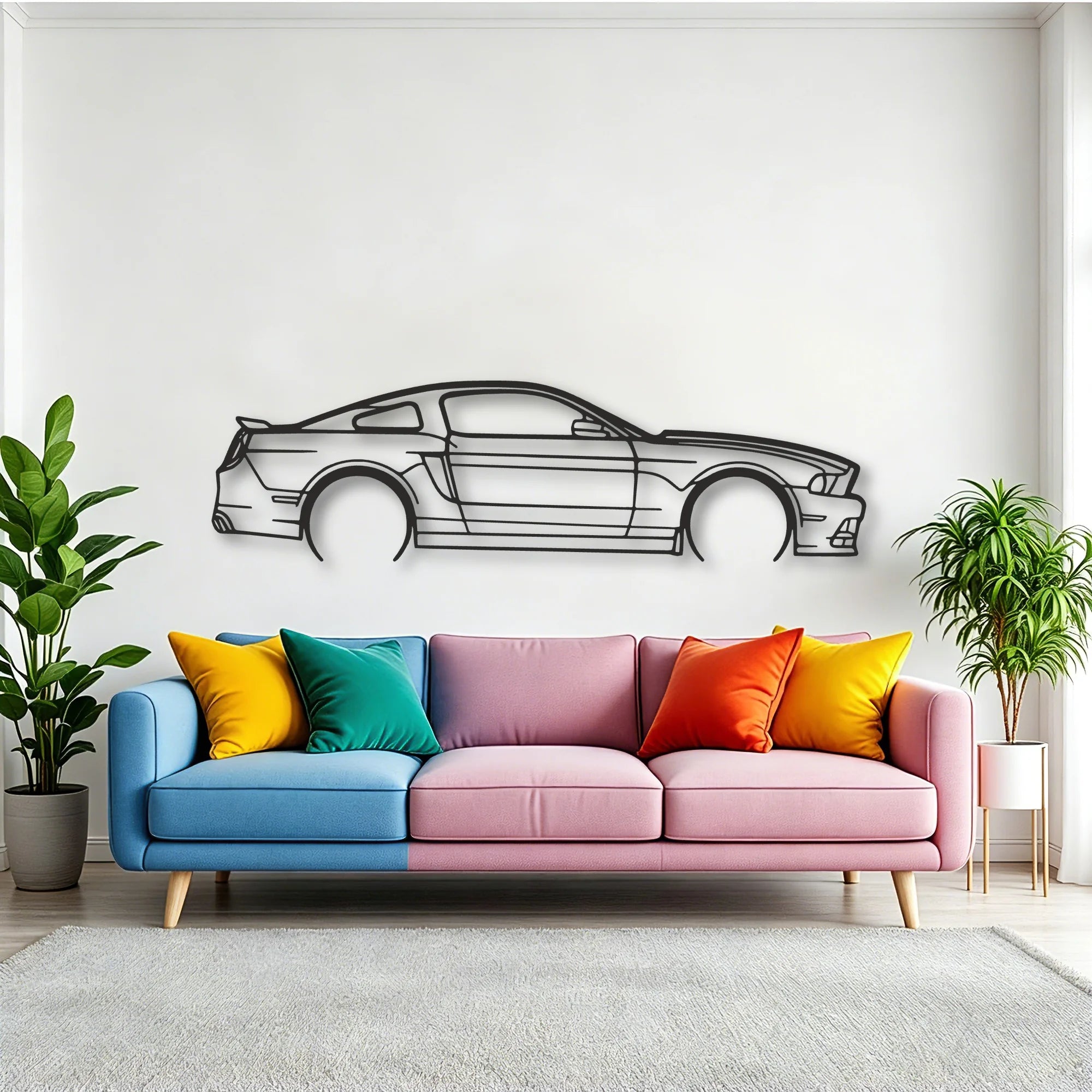 Ford Mustang GT 2013 Classic Silhouette Metal Wall Art - Tinvibe