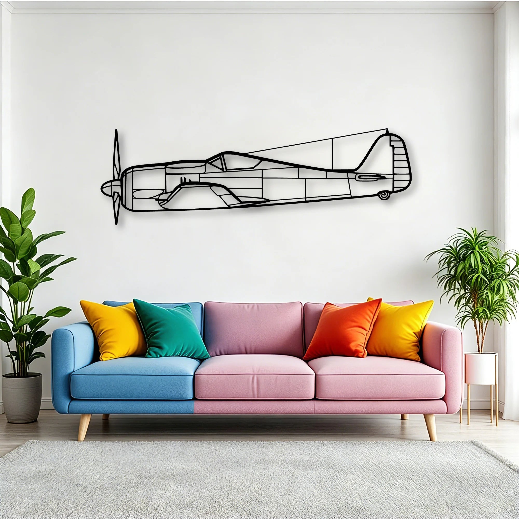 FW190A Classic Aircraft Silhouette Metal Wall Art - Tinvibe