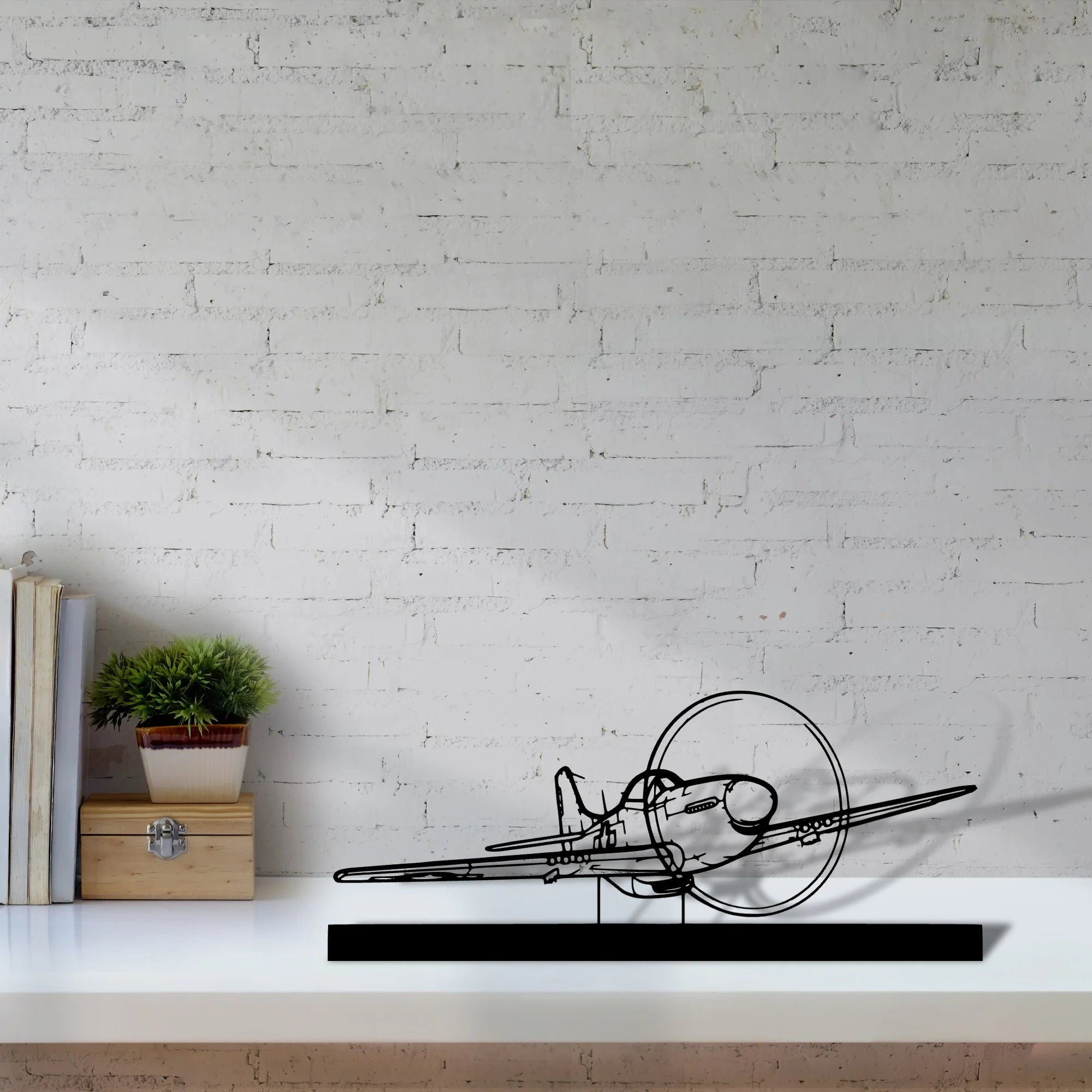 p-51-mustang-3 Silhouette Metal Art Stand - Tinvibe